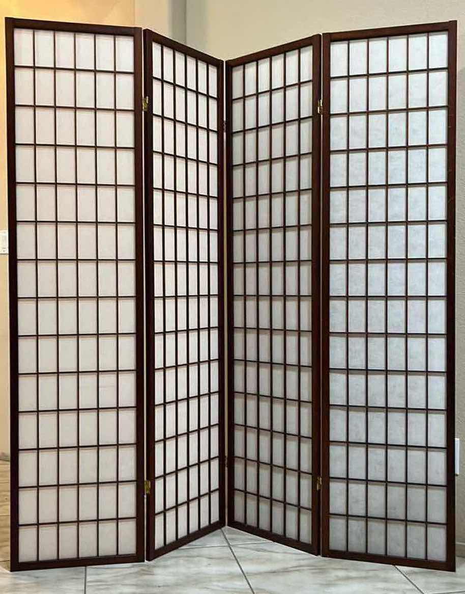 Photo 1 of CHERRY WOOD FINISH FRAME FOLDING 17” PANEL ROOM DIVIDER 69.5” X 70”