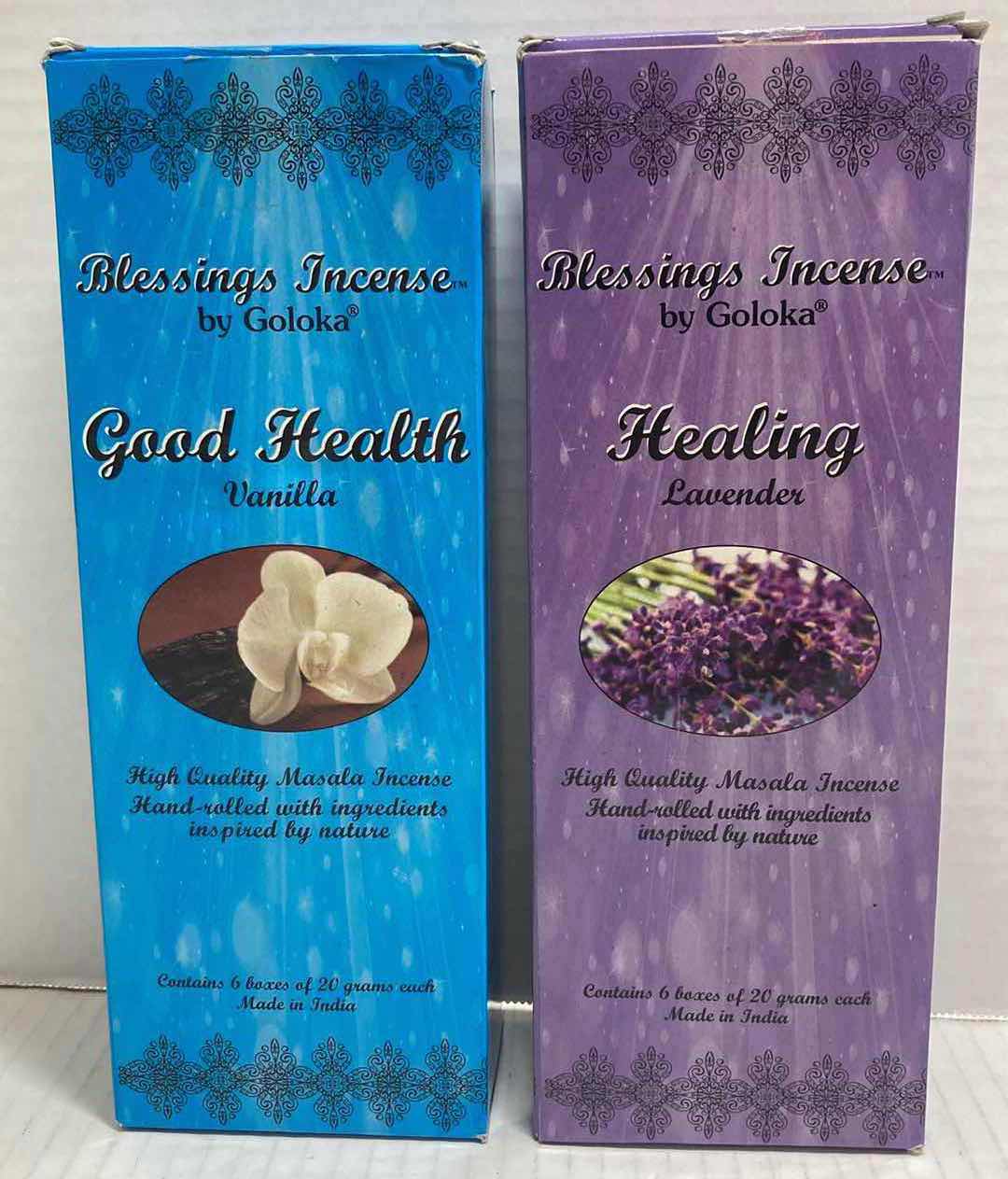 Photo 2 of GOLOKA BLESSING INCENSE VANILLA & LAVENDER W AUSTRIAN ATELIER UNIQUE CANDLES 2-SET