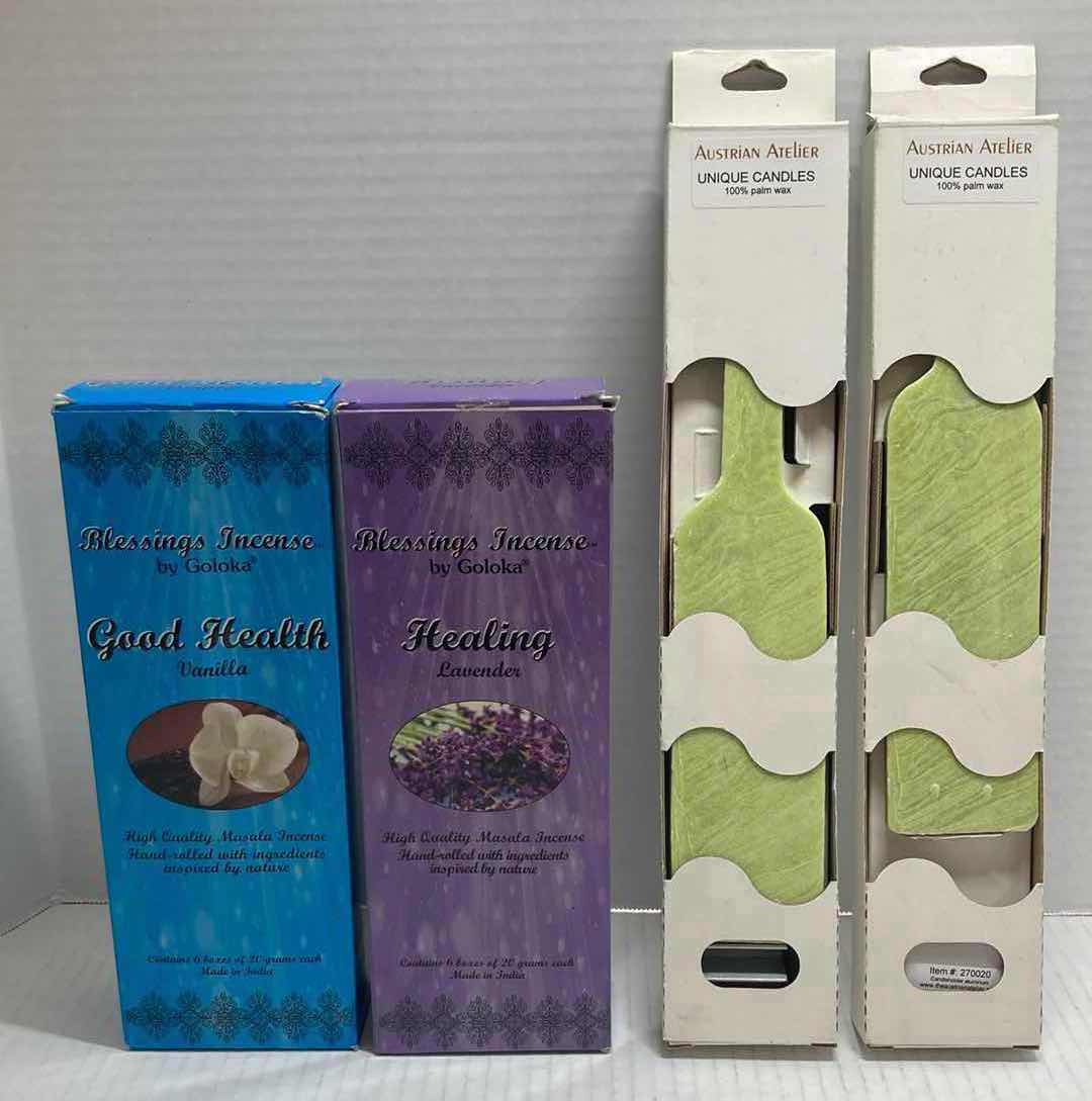 Photo 1 of GOLOKA BLESSING INCENSE VANILLA & LAVENDER W AUSTRIAN ATELIER UNIQUE CANDLES 2-SET