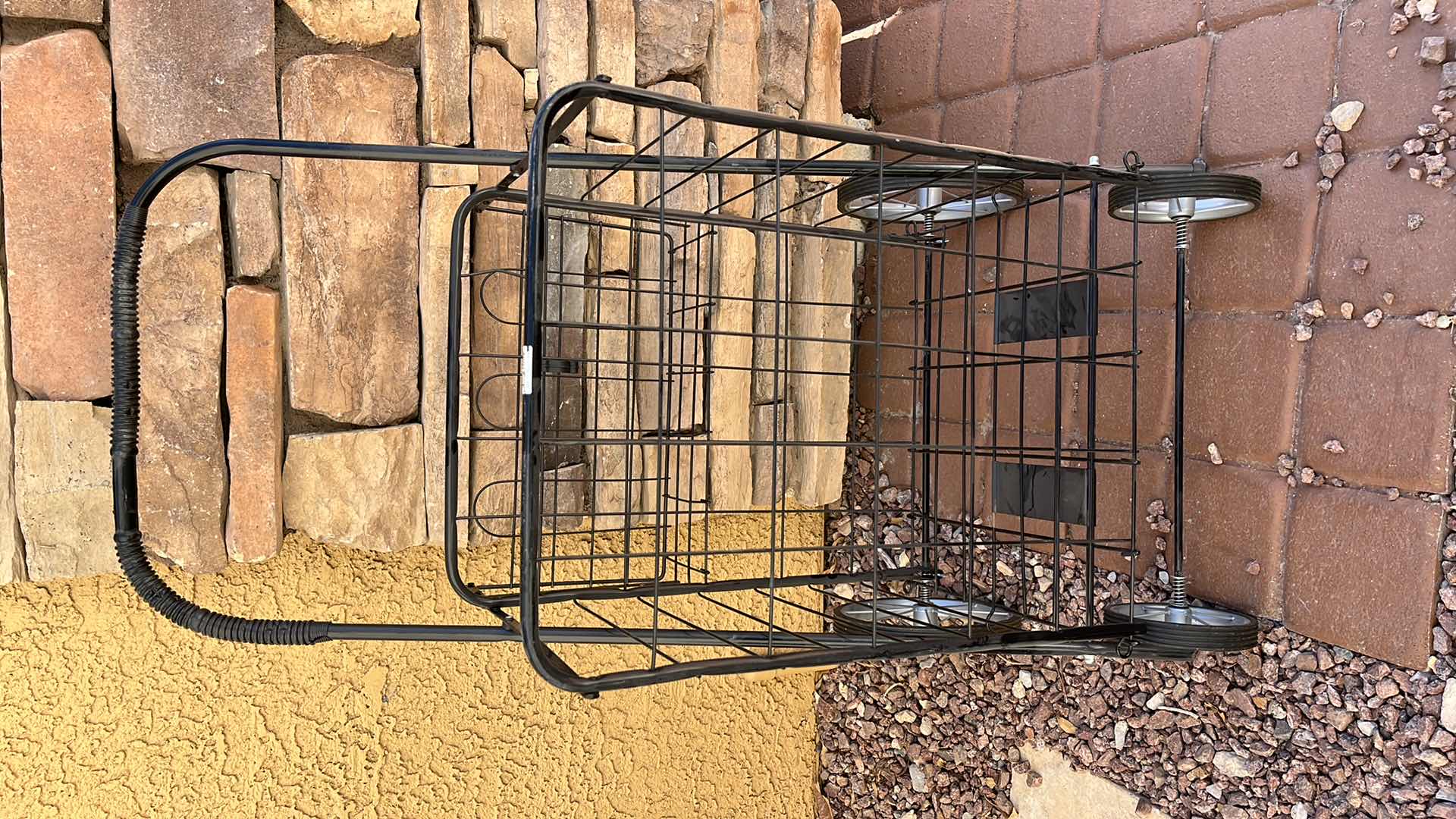 Photo 2 of BLACK METAL ROLLING FOLDING CARGO BASKET 18” X 22” H41”