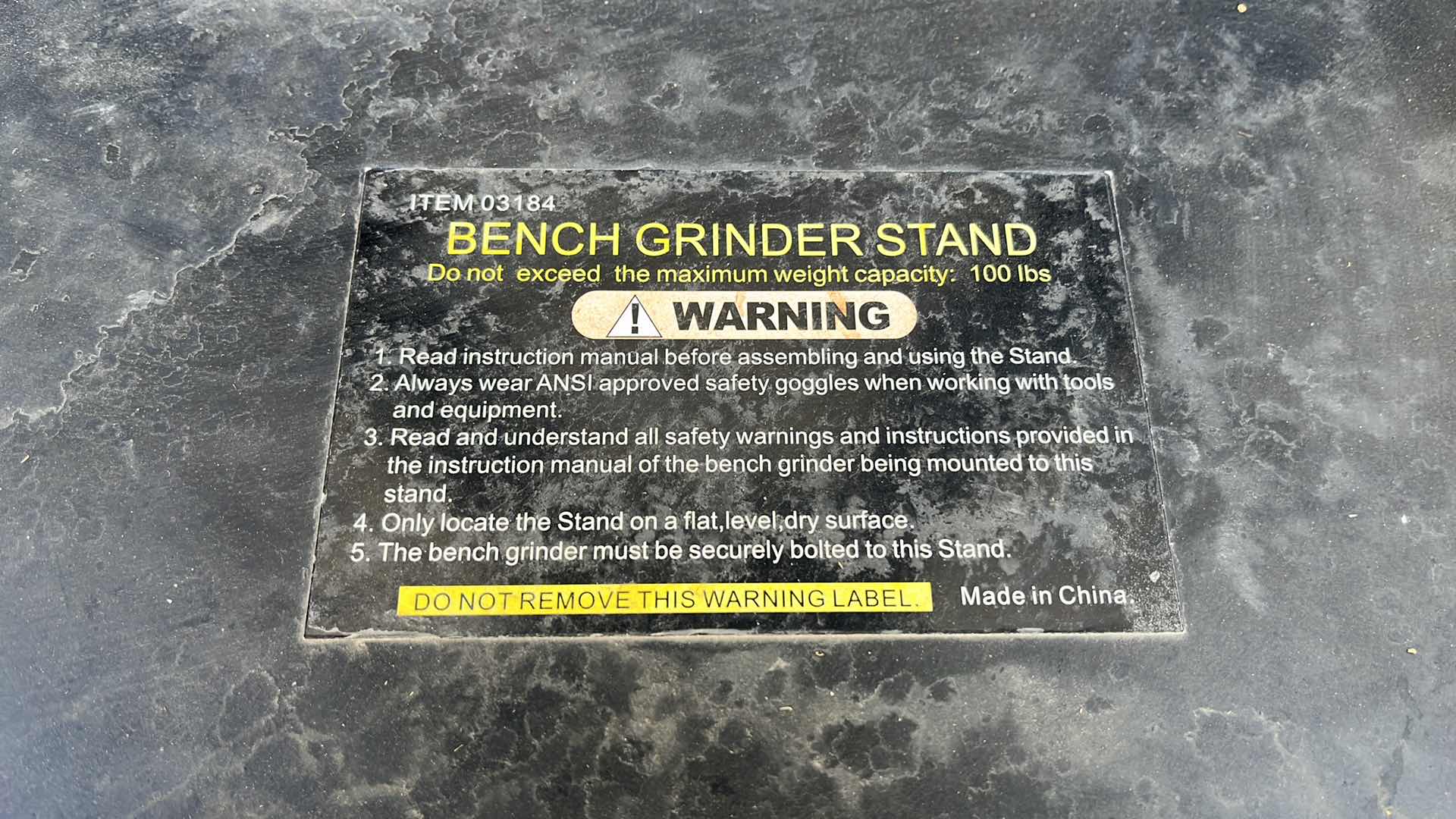 Photo 3 of HARBOR FREIGHT BENCH GRINDER STAND 03184 19.5” X 17” H32”