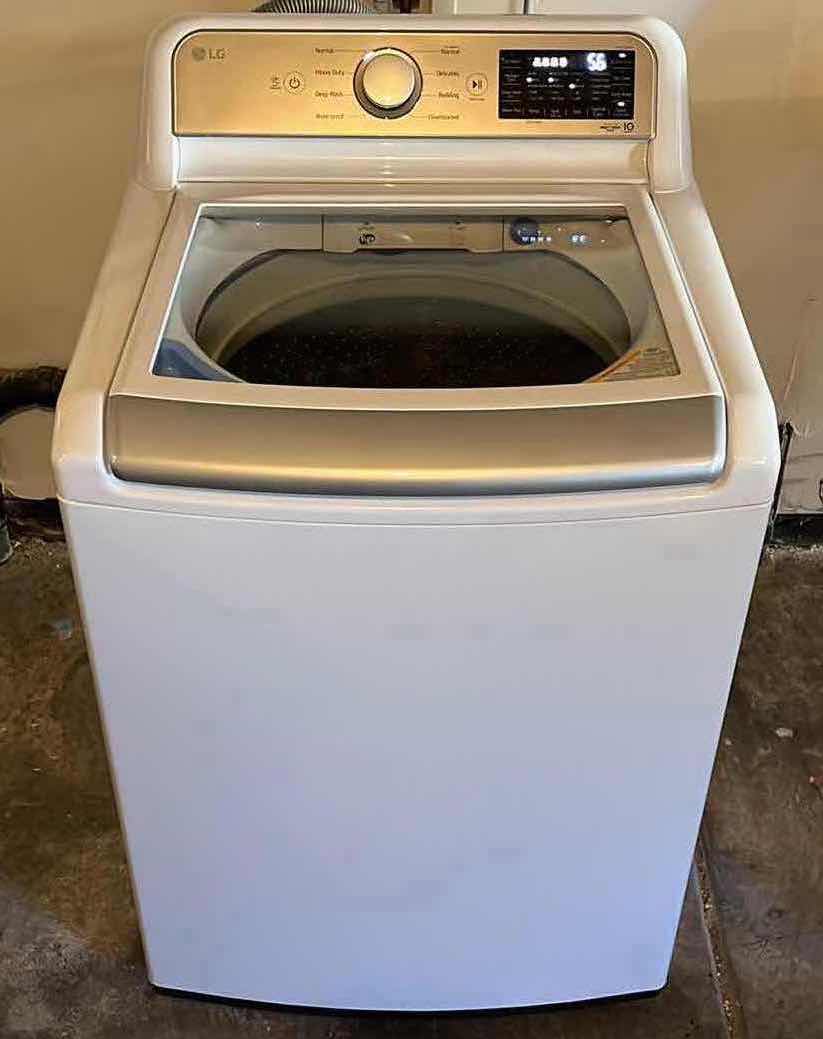 Photo 2 of LG TURBO WASH 3D TECH MEGA CAPACITY 5.5CUFT TOP LOAD SMART WASHER MODEL WT7400CW (READ NOTES)