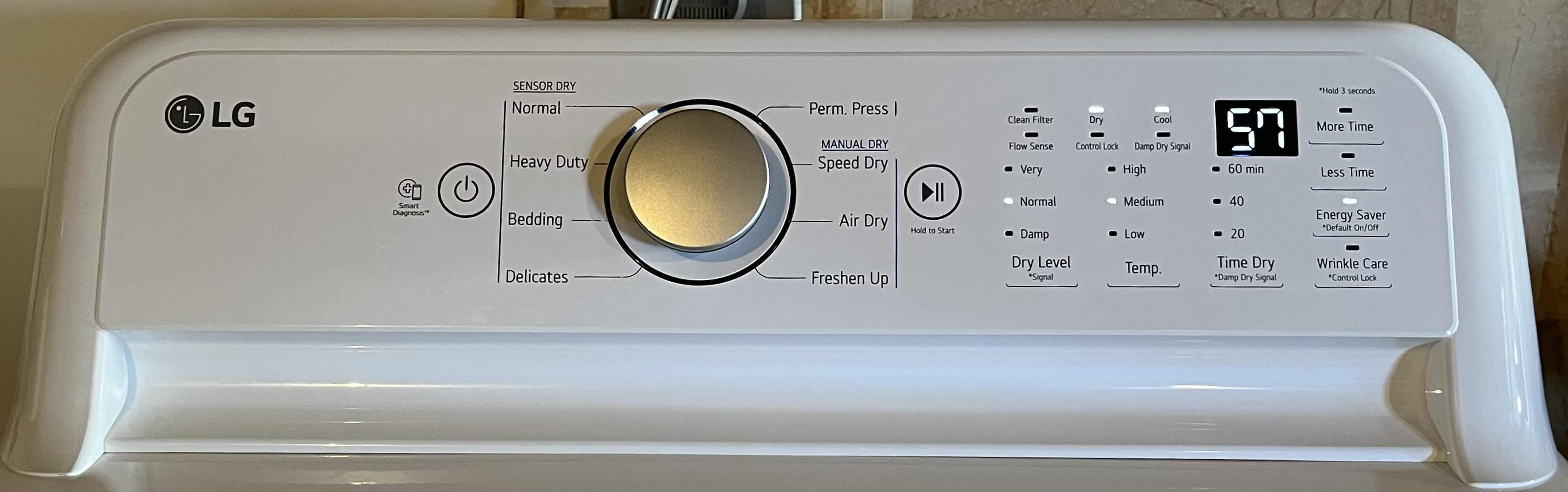 Photo 5 of LG SENSOR DRY TECH ULTRA LARGE CAPACITY 7.3CUFT 240VOLT ELECTRIC DRYER MODEL DLE7150W (READ NOTES)