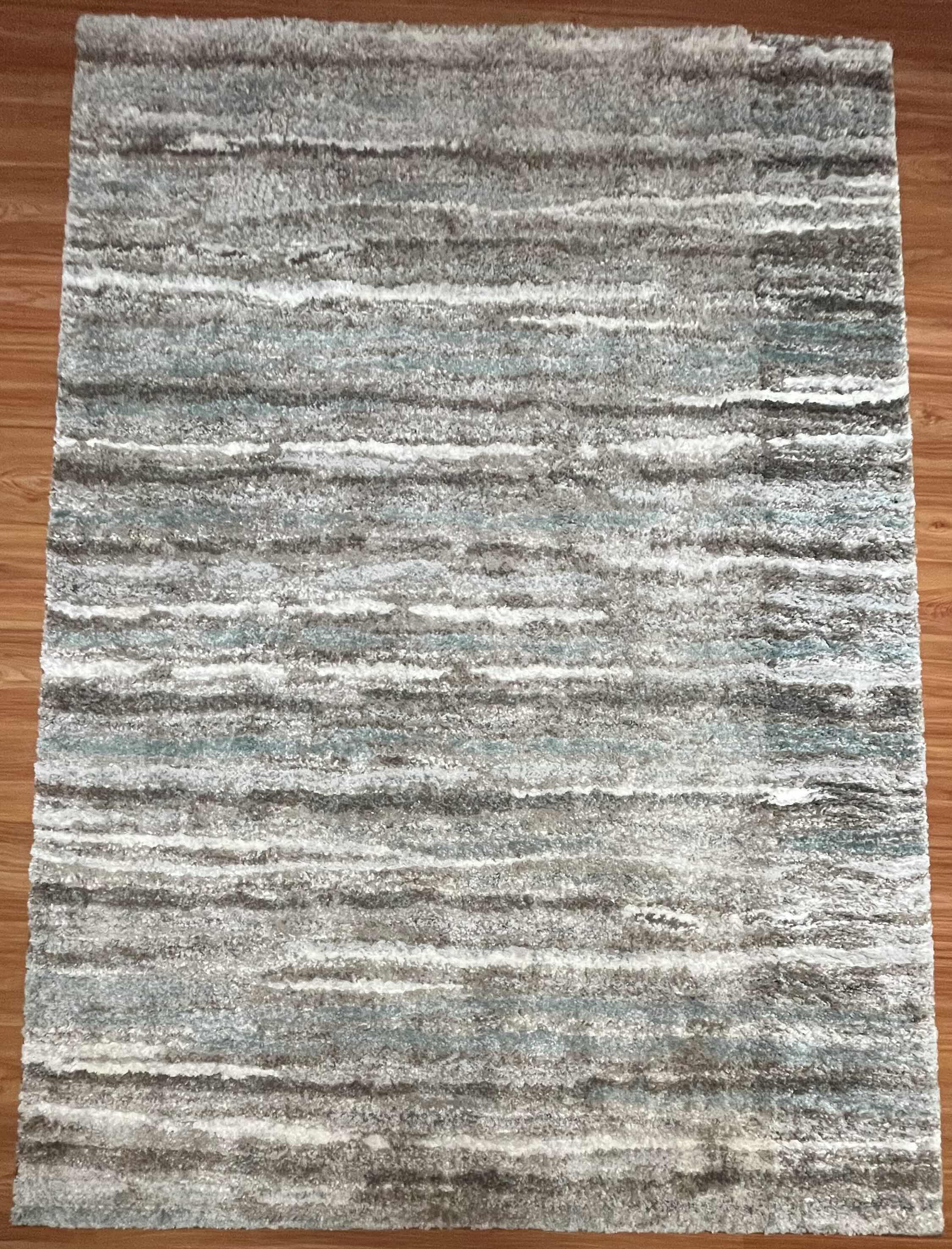 Photo 1 of HOME DECORATORS SHORELINE BLUE MULTI-STRIPED AREA RUG 5’ X 7’