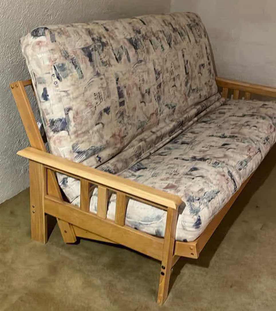 Photo 2 of WHITE OAK WOOD FINISH FRAME QUEEN SIZE FUTON 84.5” X 60” H20”-40”