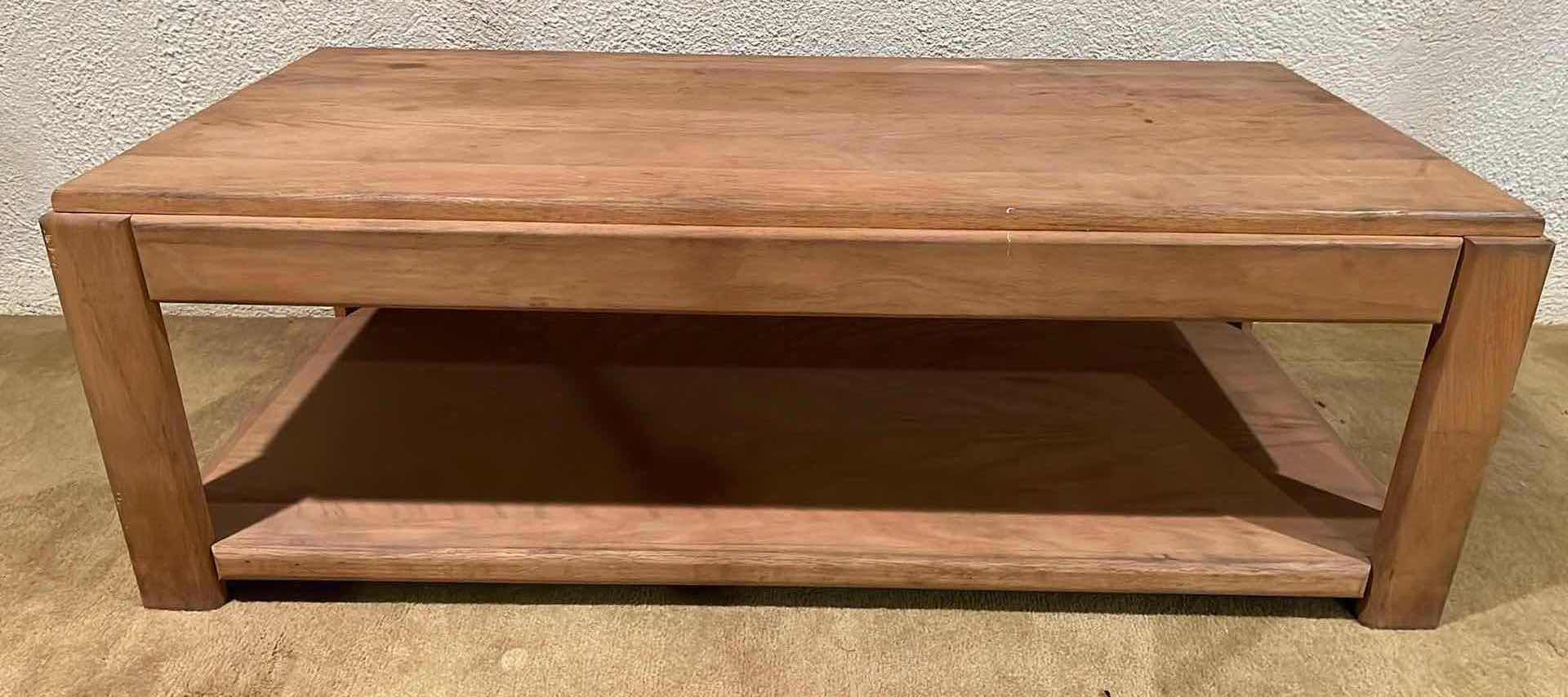 Photo 1 of ASPEN FURNITURE NATURAL SOLID WOOD COFFEE TABLE 48” X 24” H16”