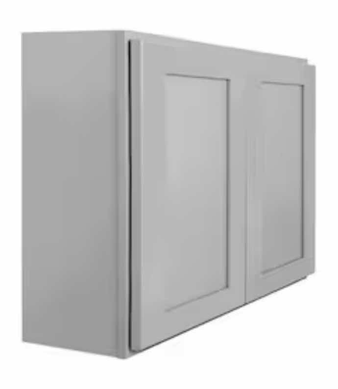 Photo 2 of ARISTOKRAFT CABINETRY BRELLIN STYLE STONE GRAY FINISH PURESTYLE LAMINATE 2 DOOR WALL CABINET W3036B 30” X 12.75” H36” (READ NOTES)