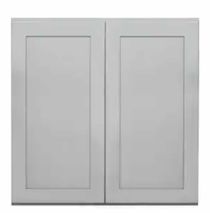 Photo 1 of ARISTOKRAFT CABINETRY BRELLIN STYLE STONE GRAY FINISH PURESTYLE LAMINATE 2 DOOR WALL CABINET W3036B 30” X 12.75” H36” (READ NOTES)