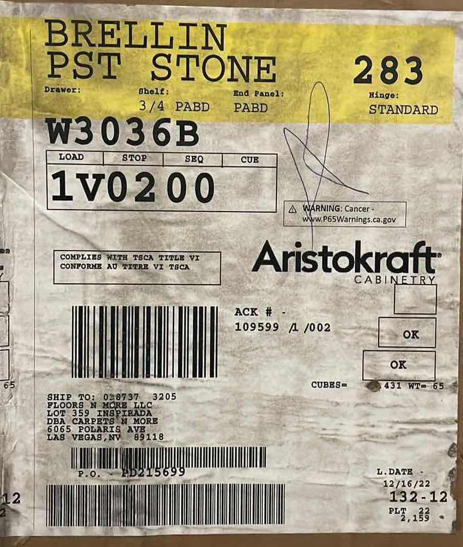 Photo 3 of ARISTOKRAFT CABINETRY BRELLIN STYLE STONE GRAY FINISH PURESTYLE LAMINATE 2 DOOR WALL CABINET W3036B 30” X 12.75” H36” (READ NOTES)