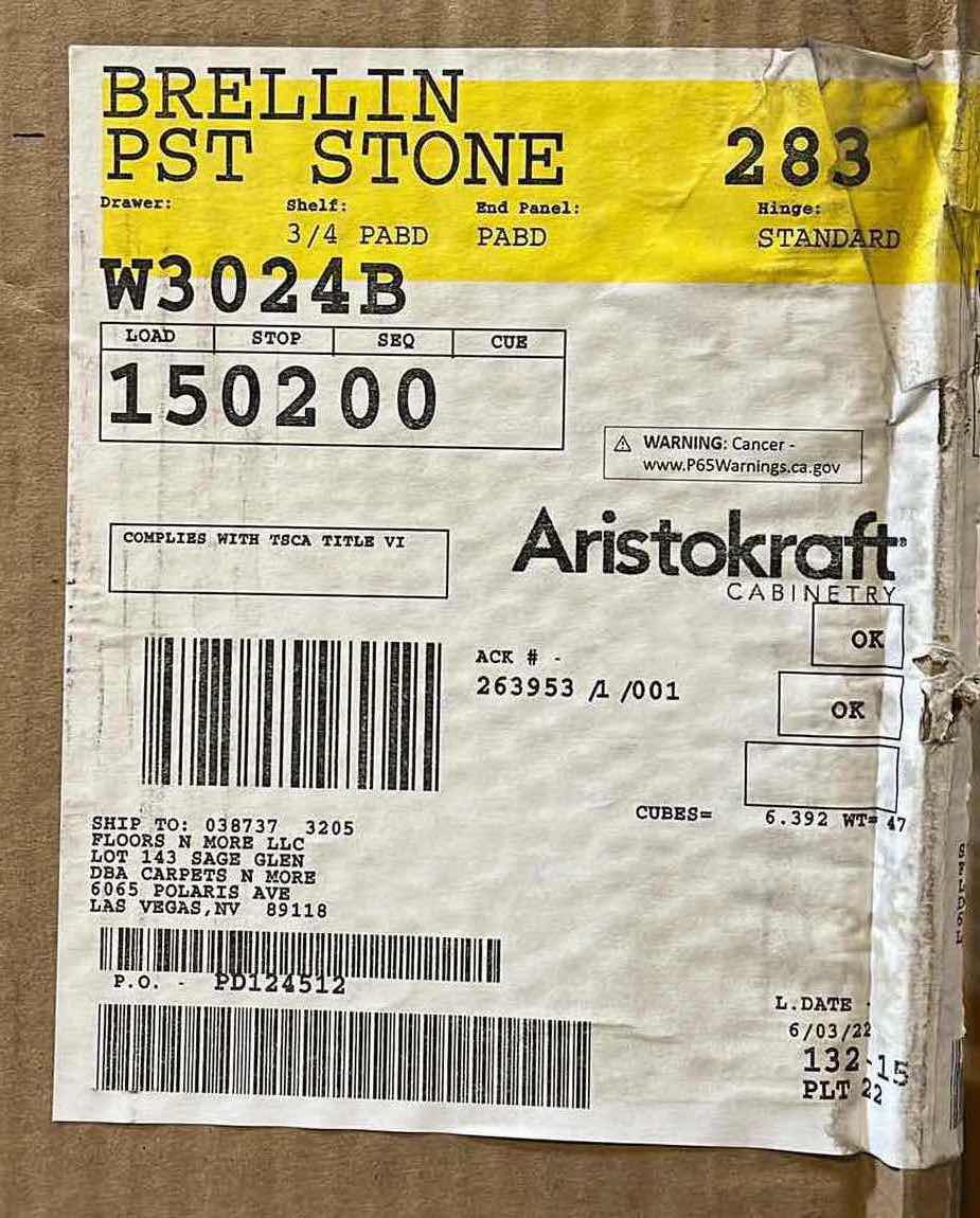 Photo 3 of ARISTOKRAFT CABINETRY BRELLIN STYLE STONE GRAY FINISH PURESTYLE LAMINATE 2 DOOR WALL CABINET W3024B 30” X 12.75” H24” (READ NOTES)