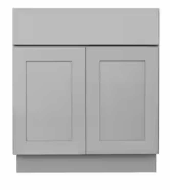 Photo 1 of ARISTOKRAFT CABINETRY BRELLIN STYLE STONE GRAY FINISH PURESTYLE LAMINATE 1 DRAWER 2 DOOR BASE CABINET B30RTB 30” X 24” H34.5” (READ NOTES)