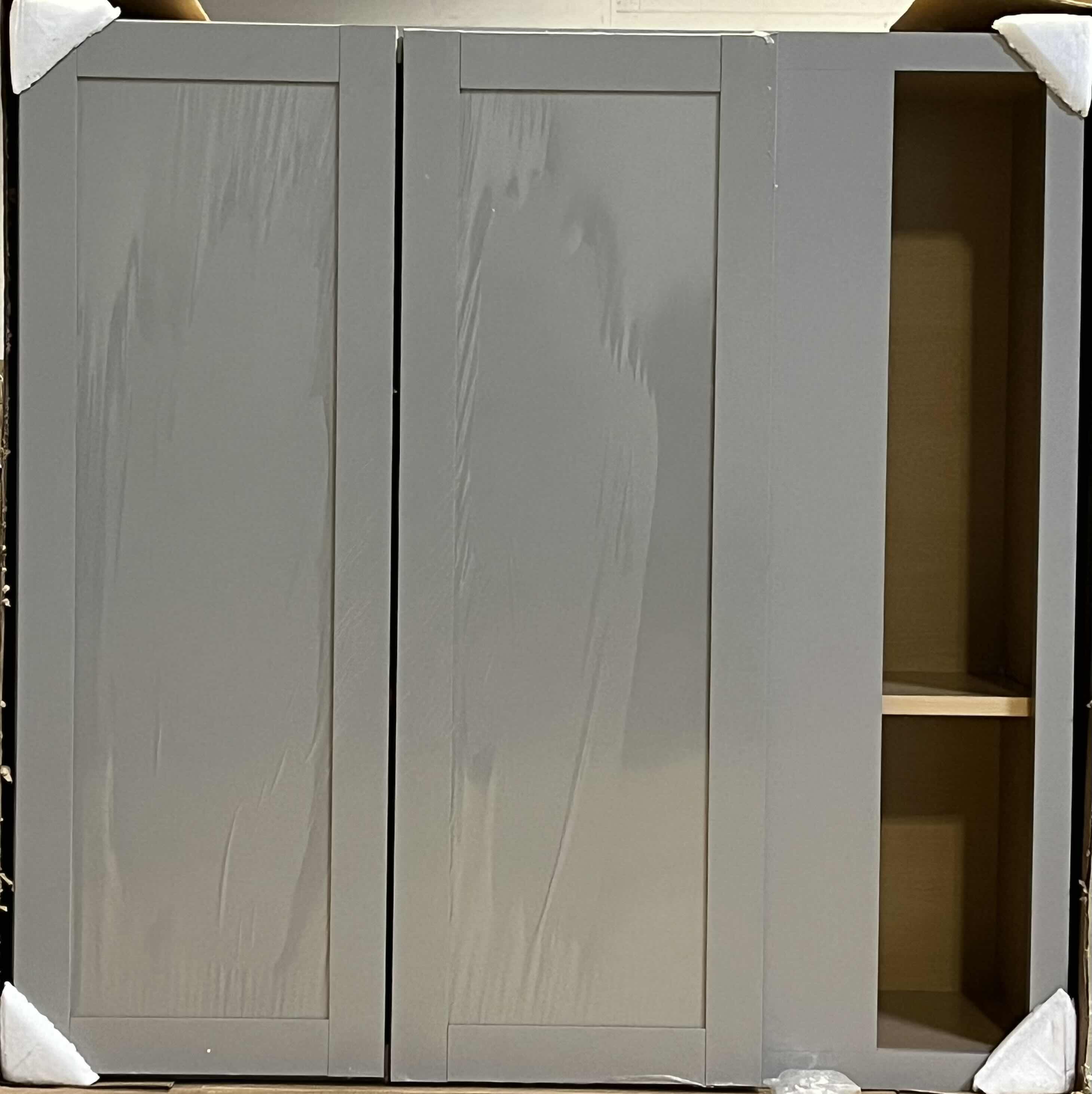 Photo 1 of ARISTOKRAFT CABINETRY BRELLIN STYLE STONE GRAY FINISH PURESTYLE LAMINATE 2 DOOR WALL CABINET SC4242B 42” X 12.75” H42” (READ NOTES)