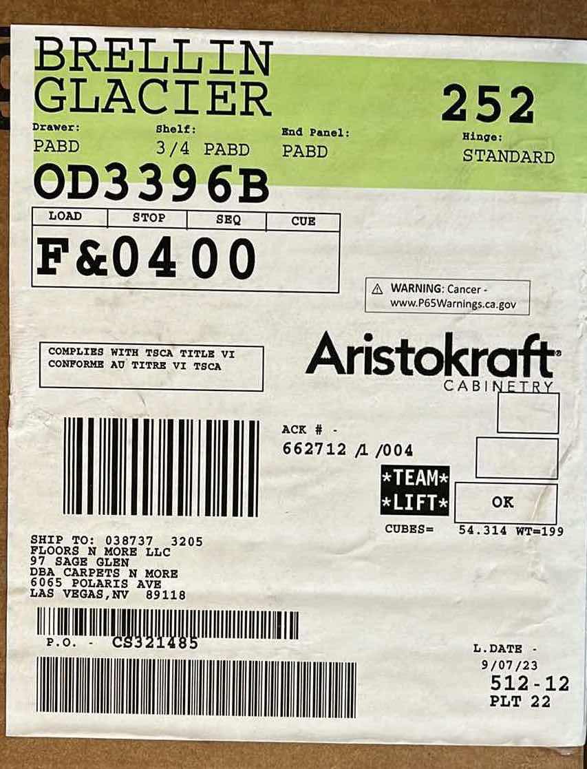 Photo 3 of ARISTOKRAFT CABINETRY BRELLIN STYLE GLACIER FINISH PURESTYLE LAMINATE 2 DOOR DOUBLE OVEN CABINET OD3396B 33” X 23.75” H96” (READ NOTES)