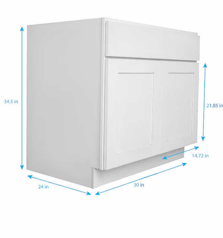 Photo 2 of ARISTOKRAFT CABINETRY BRELLIN STYLE GLACIER FINISH PURESTYLE LAMINATE 2 DOOR SINK BASE CABINET SB30B 30” X 27” H35” (READ NOTES)