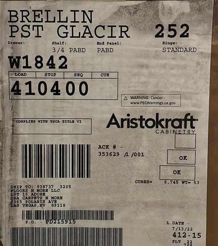 Photo 3 of ARISTOKRAFT CABINETRY BRELLIN STYLE GLACIER FINISH PURESTYLE LAMINATE SINGLE DOOR CABINET W1842 18” X 12.75” H42” (READ NOTES)