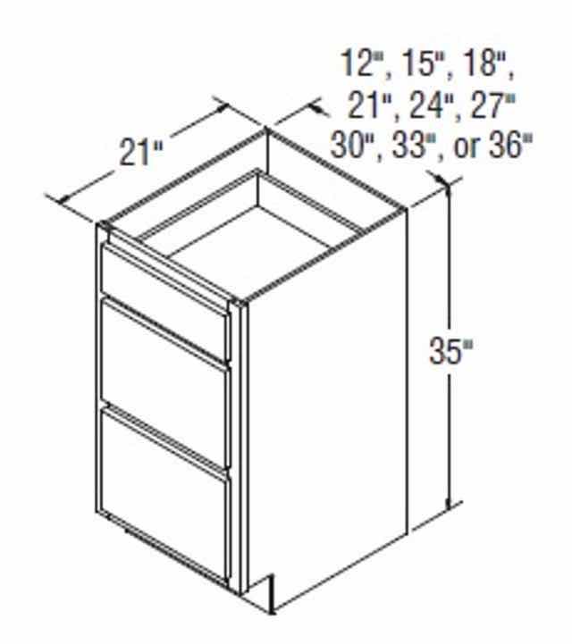 Photo 1 of ARISTOKRAFT CABINETRY BENTON STYLE BIRCH SARSAPARILLA FINISH PURESTYLE LAMINATE VANITY 3 DRAWER BASE CABINET VDB1835 18” X 21” H35” (READ NOTES)