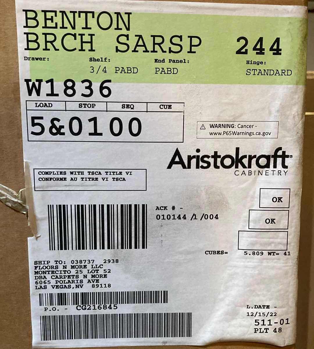 Photo 3 of ARISTOKRAFT CABINETRY BENTON STYLE BIRCH SARSAPARILLA FINISH PURESTYLE LAMINATE 1 DOOR WALL CABINET W1836 18” X 12” H36” (READ NOTES)