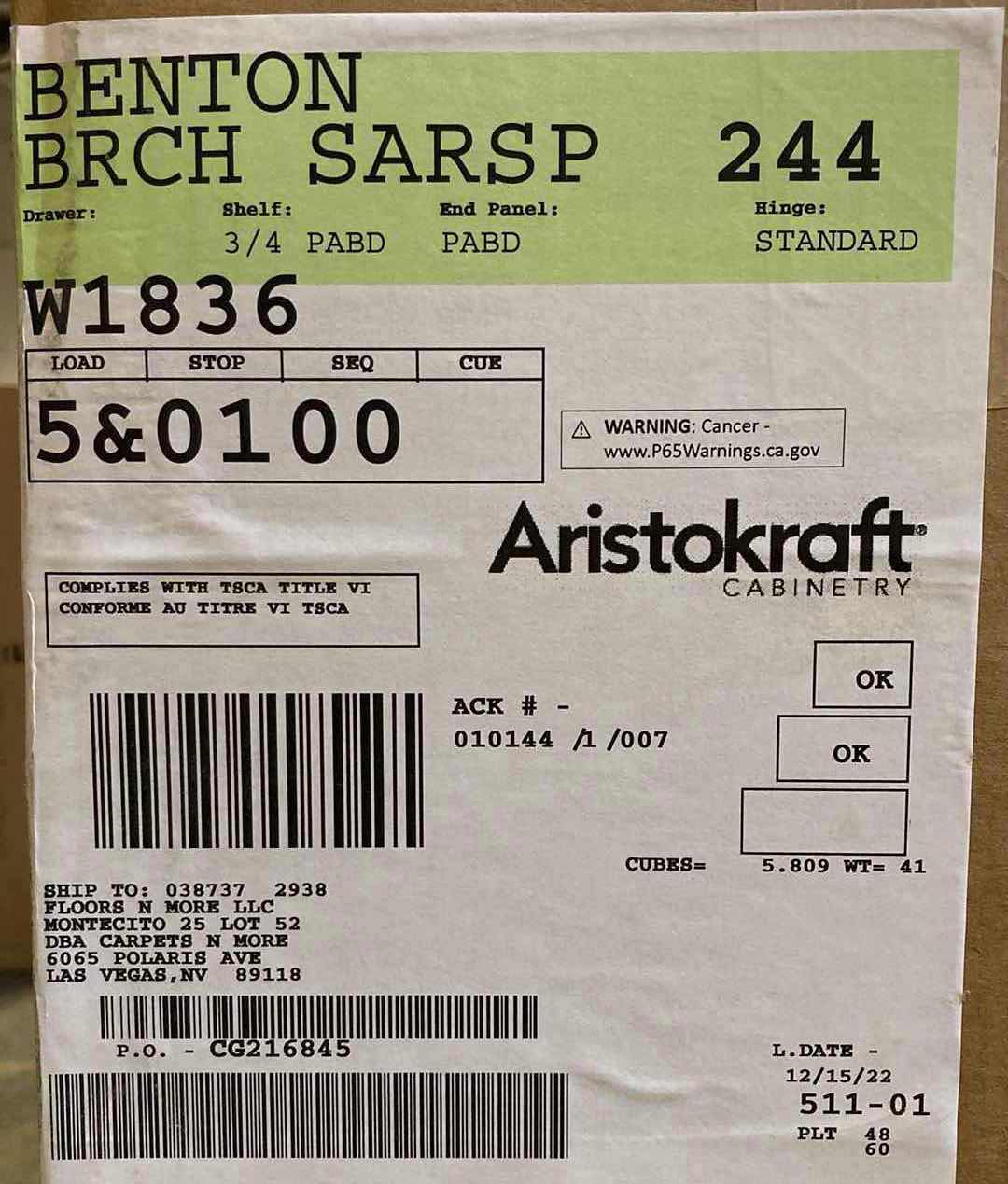 Photo 3 of ARISTOKRAFT CABINETRY BENTON STYLE BIRCH SARSAPARILLA FINISH PURESTYLE LAMINATE 1 DOOR WALL CABINET W1836 18” X 12” H36” (READ NOTES)