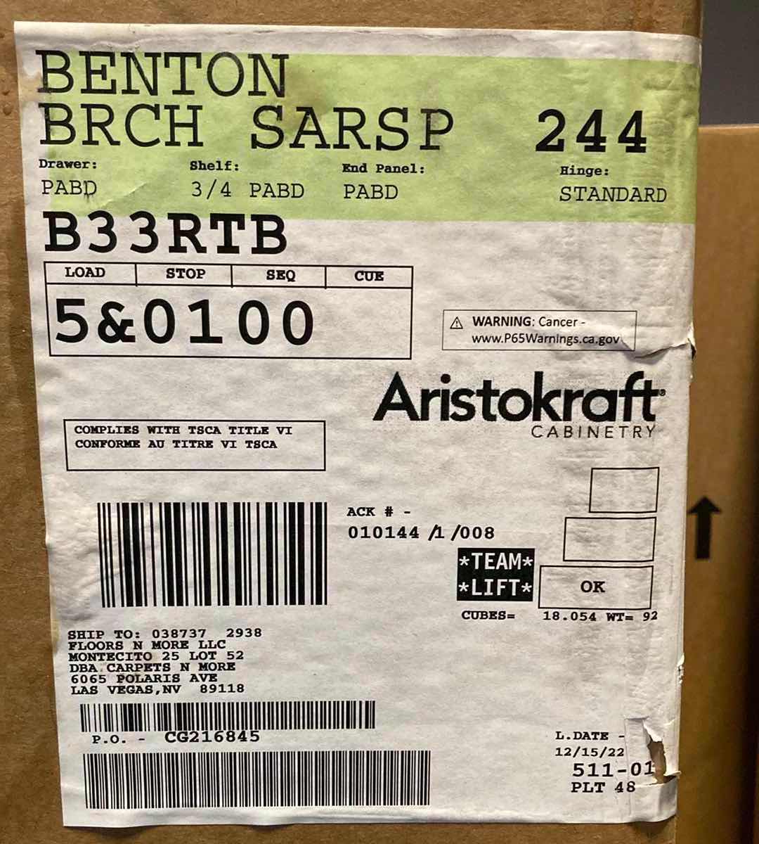 Photo 3 of ARISTOKRAFT CABINETRY BENTON STYLE BIRCH SARSAPARILLA FINISH PURESTYLE LAMINATE 2 DOOR 1 DRAWER BASE CABINET B33RTB 33” X 23.75” H35” (READ NOTES)