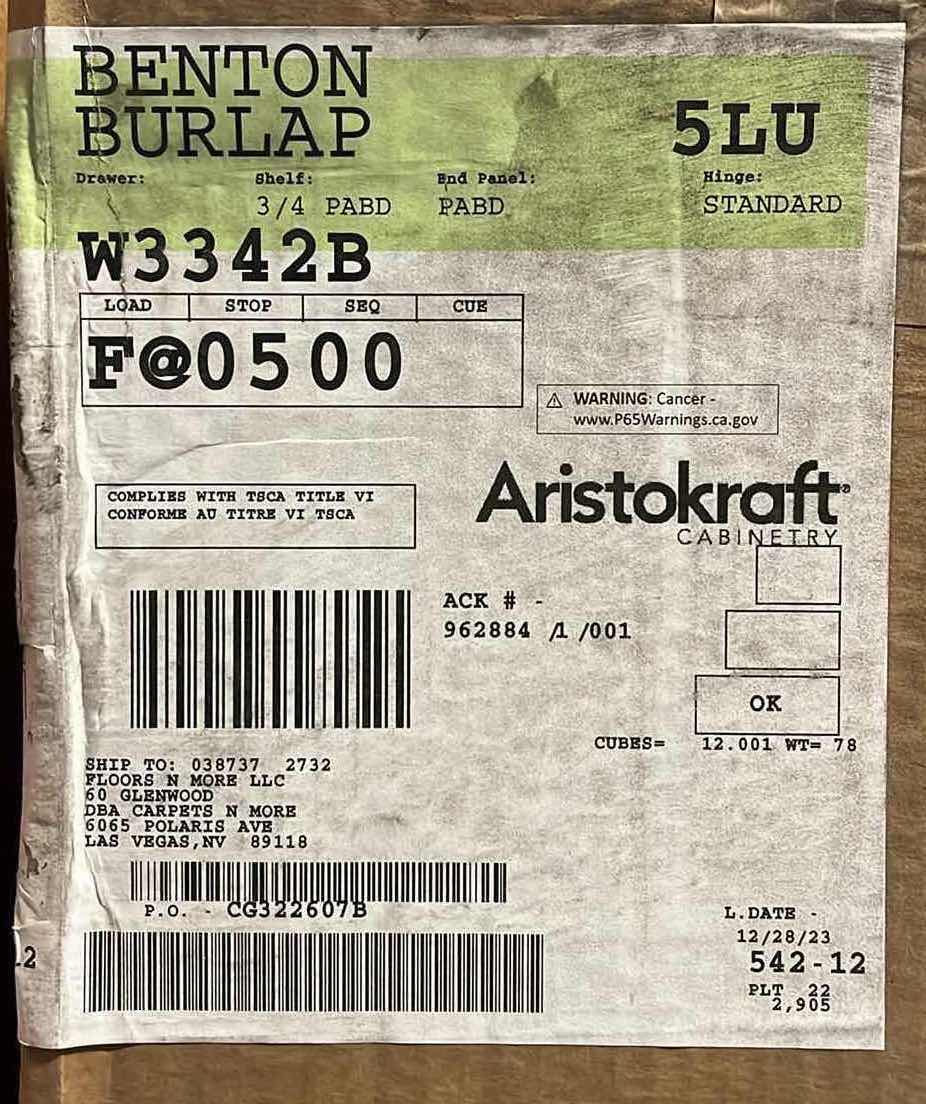 Photo 3 of ARISTOKRAFT CABINETRY BENTON STYLE BURLAP FINISH PURESTYLE LAMINATE 2 DOOR WALL CABINET W3342B 33” X 12.75” H42” (READ NOTES)