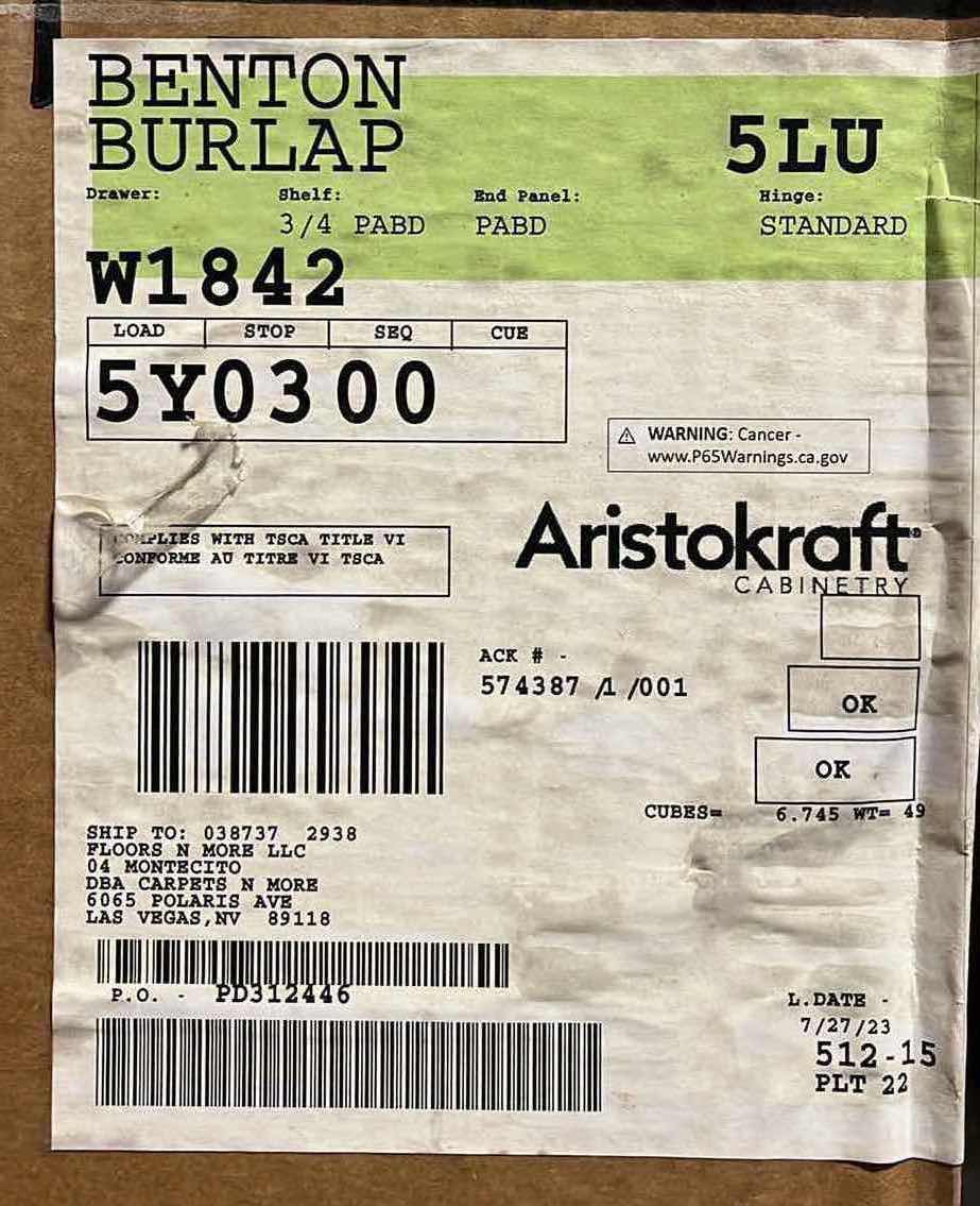 Photo 3 of ARISTOKRAFT CABINETRY BENTON STYLE BURLAP FINISH PURESTYLE LAMINATE SINGLE DOOR WALL CABINET W1842 18” X 12.75” H42” (READ NOTES)