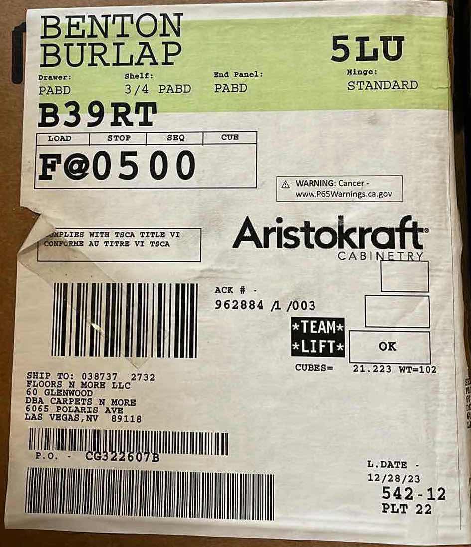 Photo 3 of ARISTOKRAFT CABINETRY BENTON STYLE BURLAP FINISH PURESTYLE LAMINATE 2 DRAWER 2 DOOR BASE CABINET B39RT 39” X 23.75” H35” (READ NOTES)