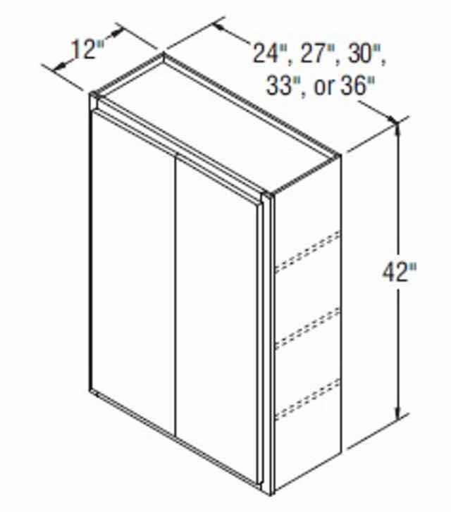 Photo 1 of ARISTOCRAT CABINETRY BRELLIN STYLE WHITE FINISH PURESTYLE LAMINATE 2 DOOR WALL CABINET W3642B 36” X 12” H42” (READ NOTES)