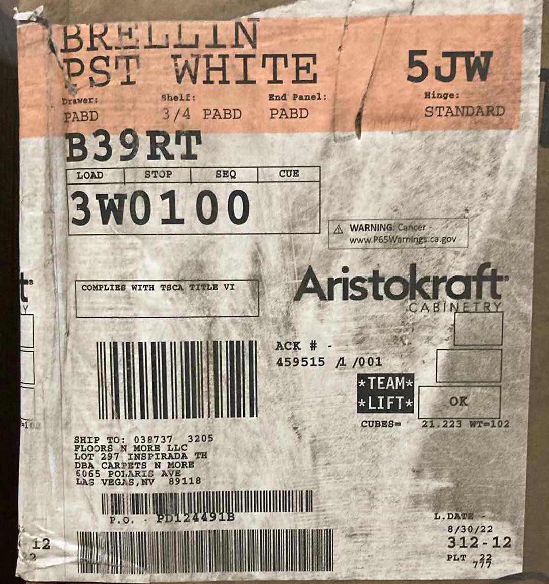 Photo 3 of ARISTOKRAFT CABINETRY BRELLIN STYLE WHITE FINISH PURESTYLE LAMINATE 2 DOOR 2 DRAWER BASE CABINET B39RT 39” X 23.75” H35” (READ NOTES)