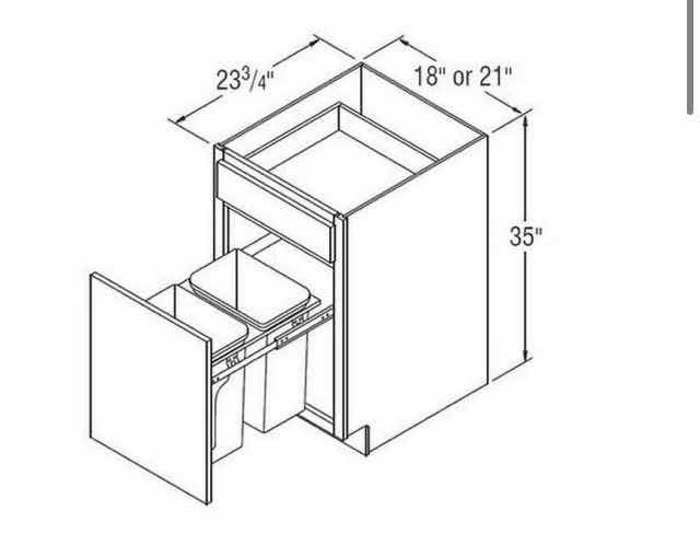 Photo 1 of ARISTOKRAFT CABINETRY ELLIS STYLE HOUND FINISH PURESTYLE LAMINATE 1 DRAWER & WASTE BASKET BASE CABINET BWB18 18” X 23.75” H35” (READ NOTES)