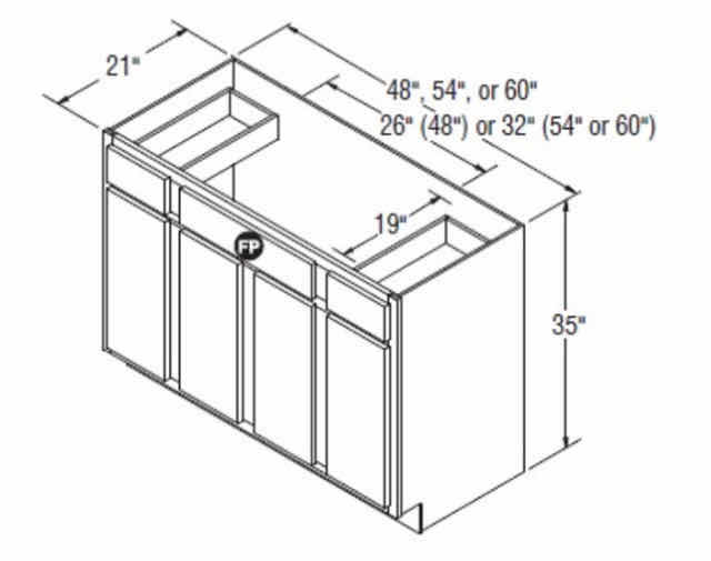 Photo 1 of ARISTOKRAFT CABINETRY SINCLAIR STYLE SADDLE FINISH PURESTYLE LAMINATE 4 DOOR 2 DRAWER VANITY SINK BASE VSB6035 60” X 21” H35” (READ NOTES)