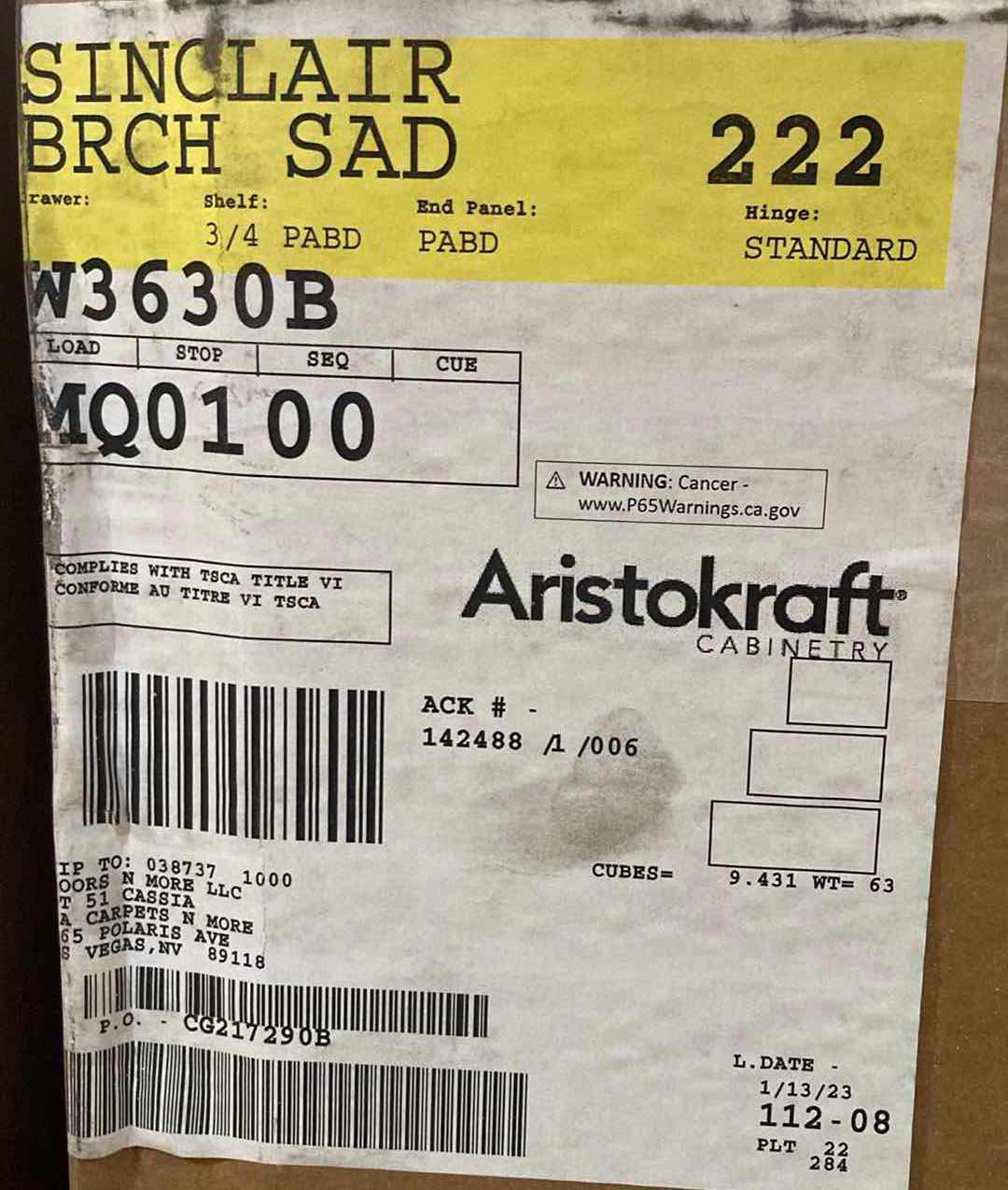 Photo 3 of ARISTOKRAFT CABINETRY SINCLAIR STYLE SADDLE FINISH PURESTYLE LAMINATE 2 DOOR WALL CABINET W3630B 36” X 12” H30” (READ NOTES)