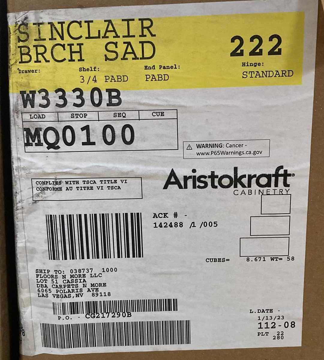 Photo 3 of ARISTOKRAFT CABINETRY SINCLAIR STYLE SADDLE FINISH PURESTYLE LAMINATE 2 DOOR WALL CABINET W3330B 33” X 12” H30” (READ NOTES)