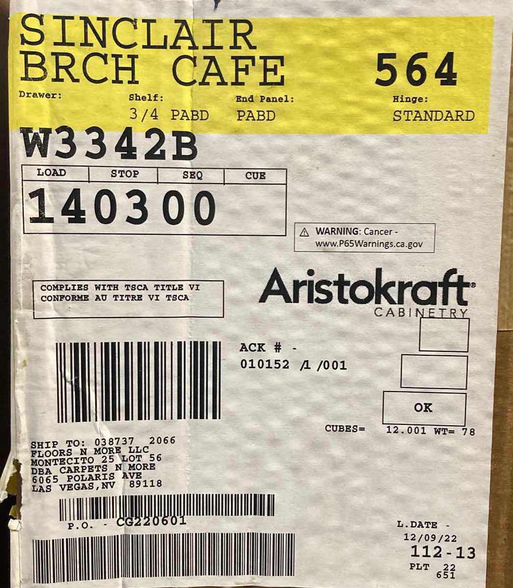 Photo 3 of ARISTOKRAFT CABINETRY SINCLAIR STYLE BIRCH CAFE FINISH PURESTYLE LAMINATE 2 DOOR WALL CABINET W3342B 33” X 12” H42” (READ NOTES)