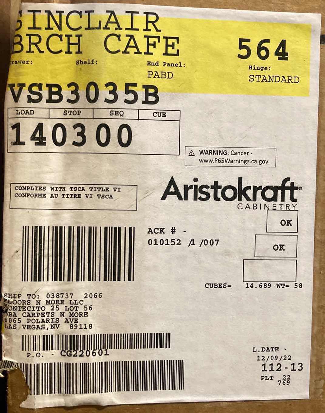 Photo 3 of ARISTOKRAFT CABINETRY SINCLAIR STYLE BIRCH CAFE FINISH PURESTYLE LAMINATE 2 DOOR VANITY SINK BASE CABINET VSB3035B 30” X 21” H35” (READ NOTES)