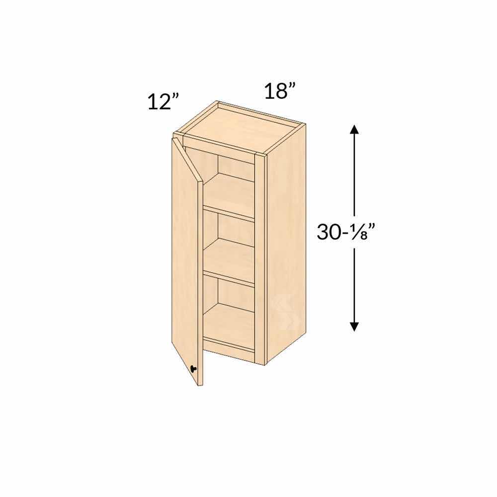 Photo 1 of ARISTOKRAFT CABINETRY DURHAM STYLE WHITE FINISH PURESTYLE LAMINATE 1 DOOR WALL CABINET W1830 18” X 12.75” H30” (READ NOTES)