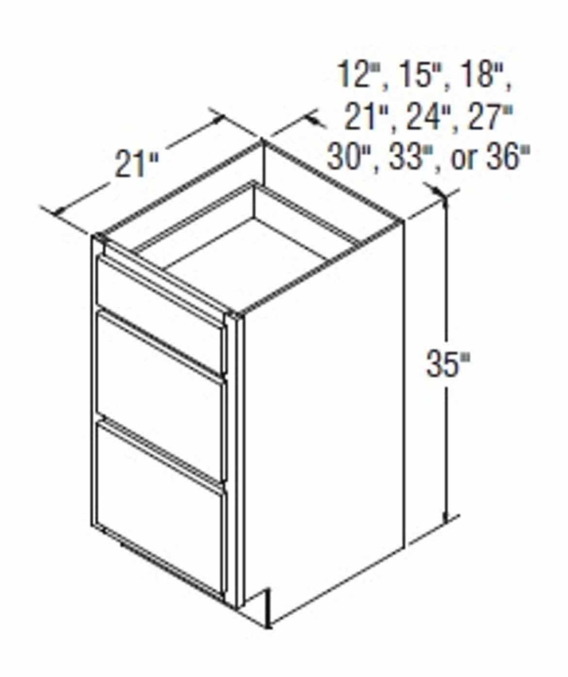 Photo 1 of ARISTOKRAFT CABINETRY WINSTEAD STYLE PAINT WHITE FINISH PURESTYLE LAMINATE 3 DRAWER BASE CABINET VDB1835 18” X 12.75” H35” (READ NOTES)