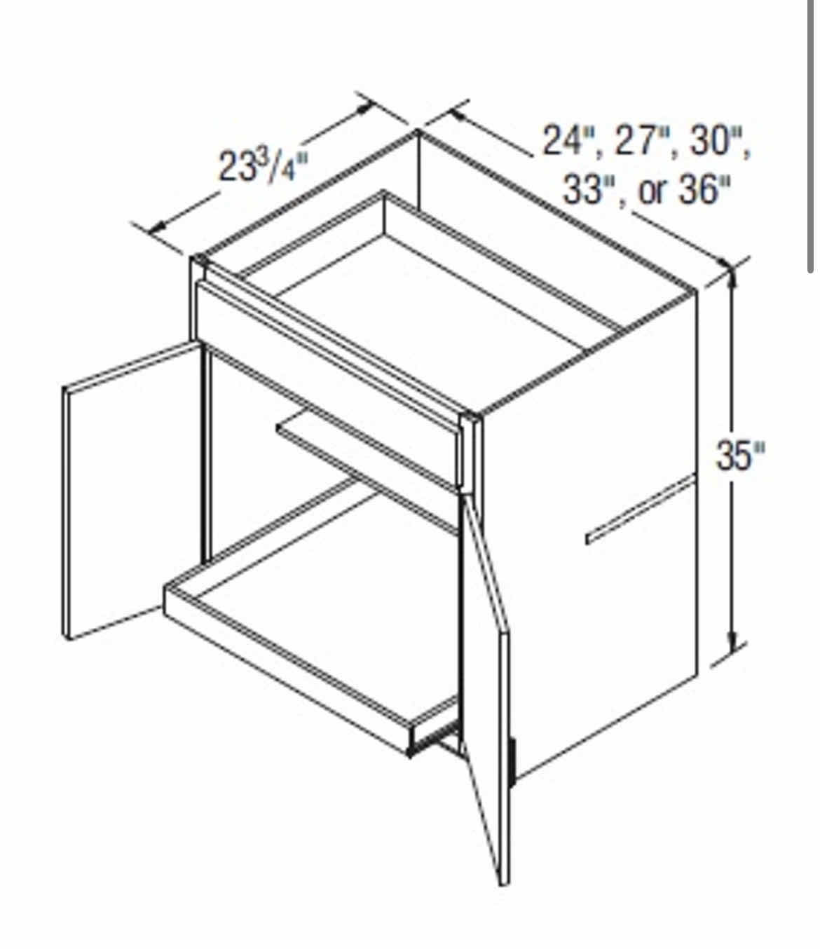 Photo 1 of ARISTOKRAFT CABINETRY BRELLIN STYLE GREYHOUND FINISH PURESTYLE LAMINATE 1 DRAWER 2 DOOR BASE CABINET B36RTB 36” X 23.75” H35” (READ NOTES)