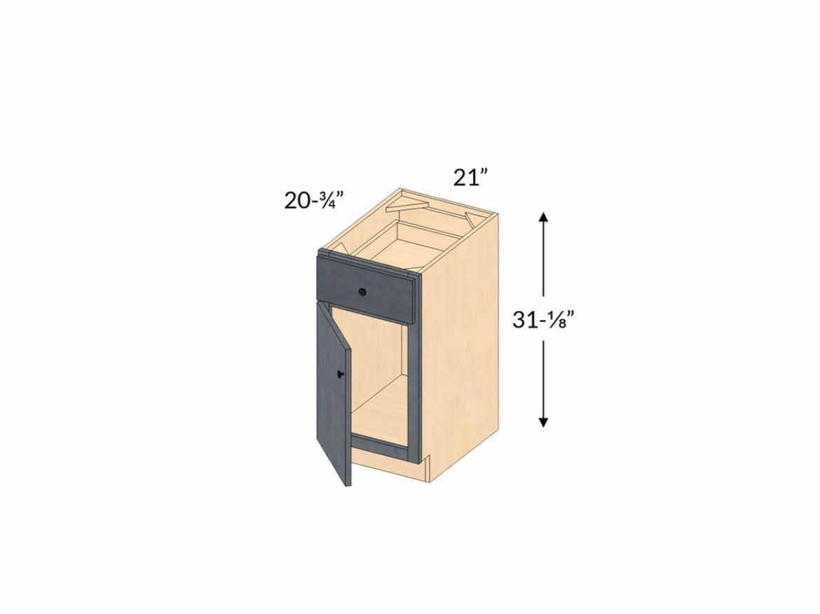 Photo 1 of ARISTOKRAFT CABINETRY BRELLIN STYLE ADMIRAL FINISH PURESTYLE LAMINATE 1 DRAWER 1 DOOR BASE CABINET VB21 21” X 20.75” H31” (READ NOTES)