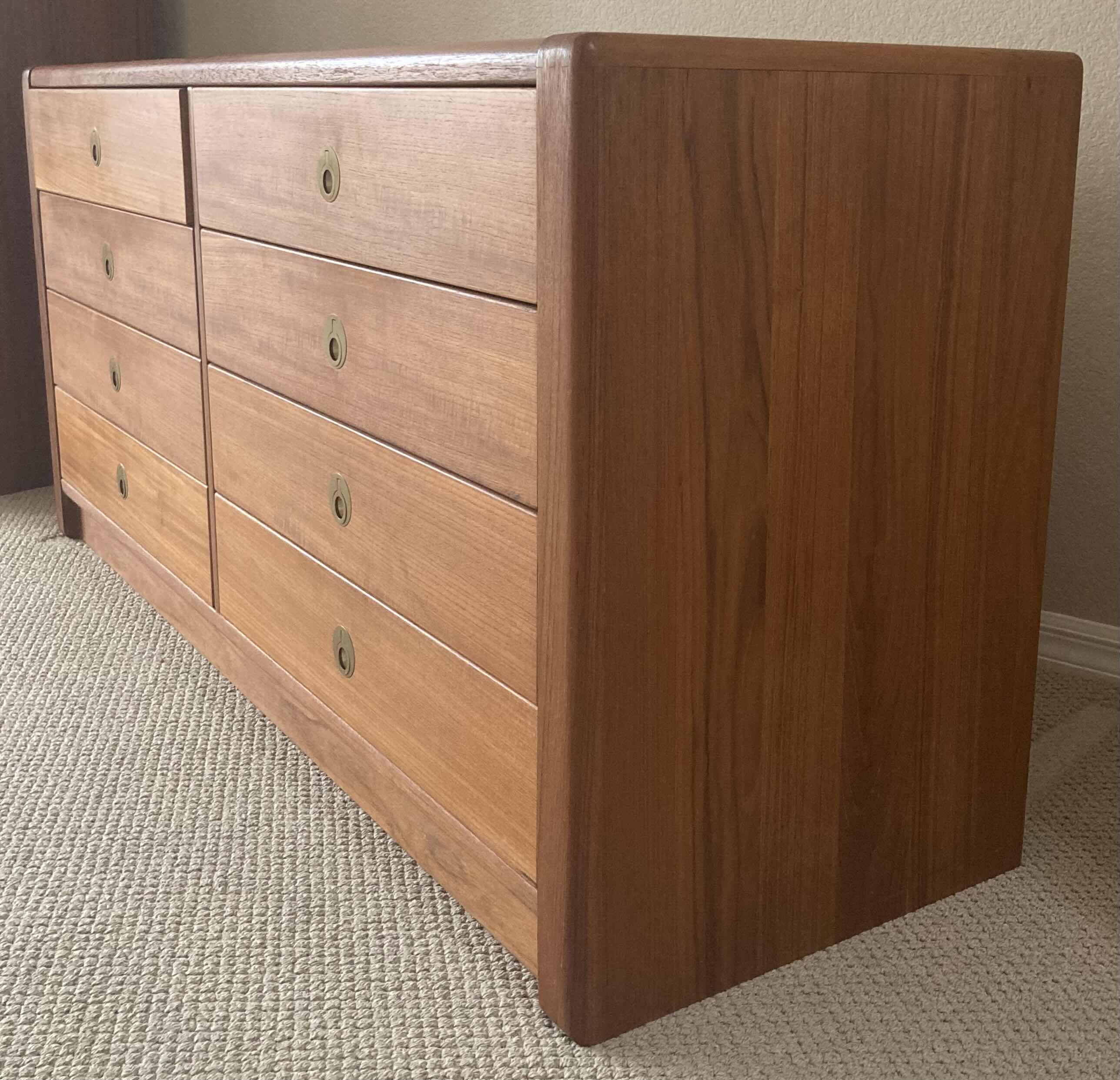 Photo 3 of D SCAN CAPTAIN LINE DANISH TEAK & BRASS LOWBOY 8-DRAWER DRESSER 62.5” X 19.75” H29.5”