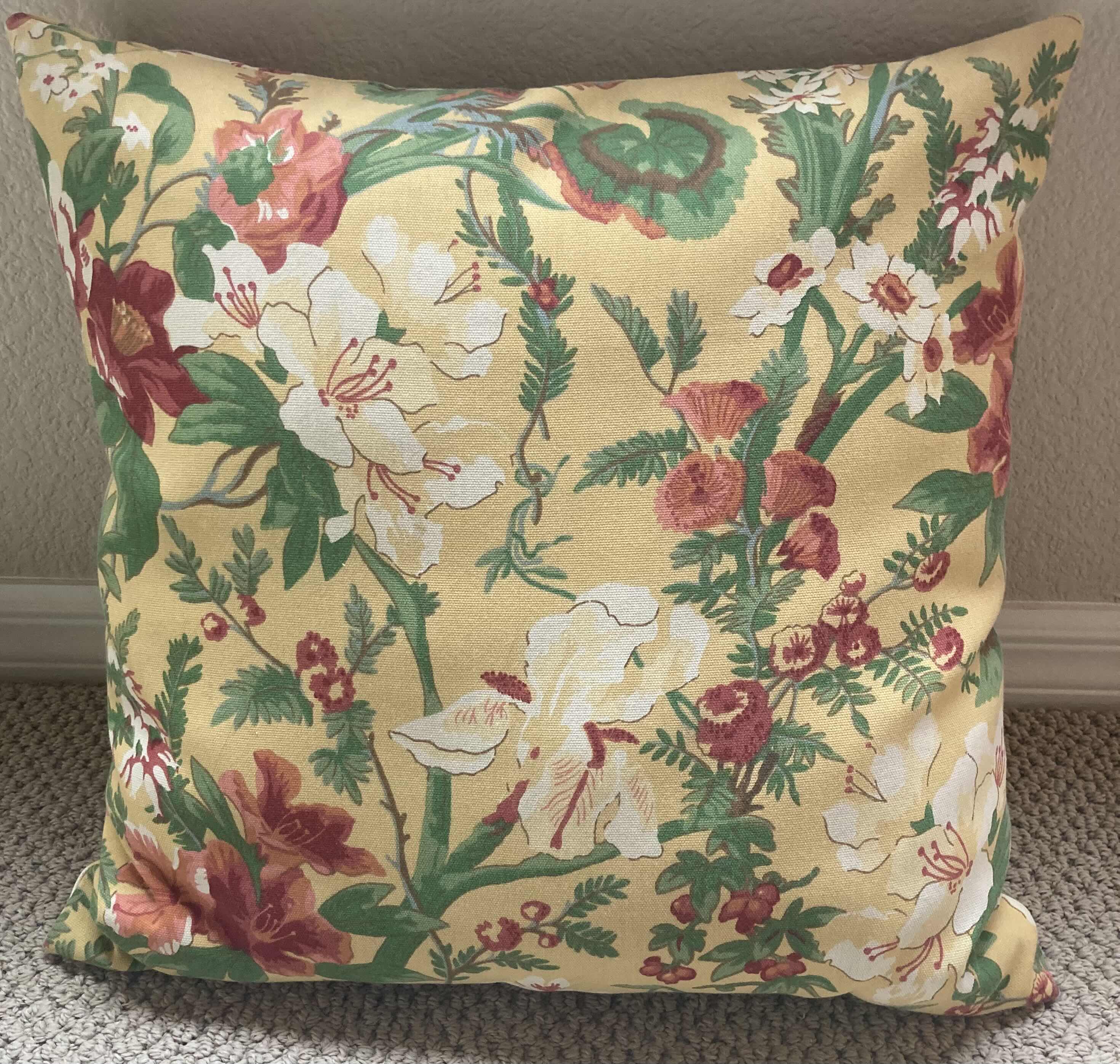 Photo 2 of POTTERY BARN FLORAL MUSTARD THROW PILLOWS 18” X 18”