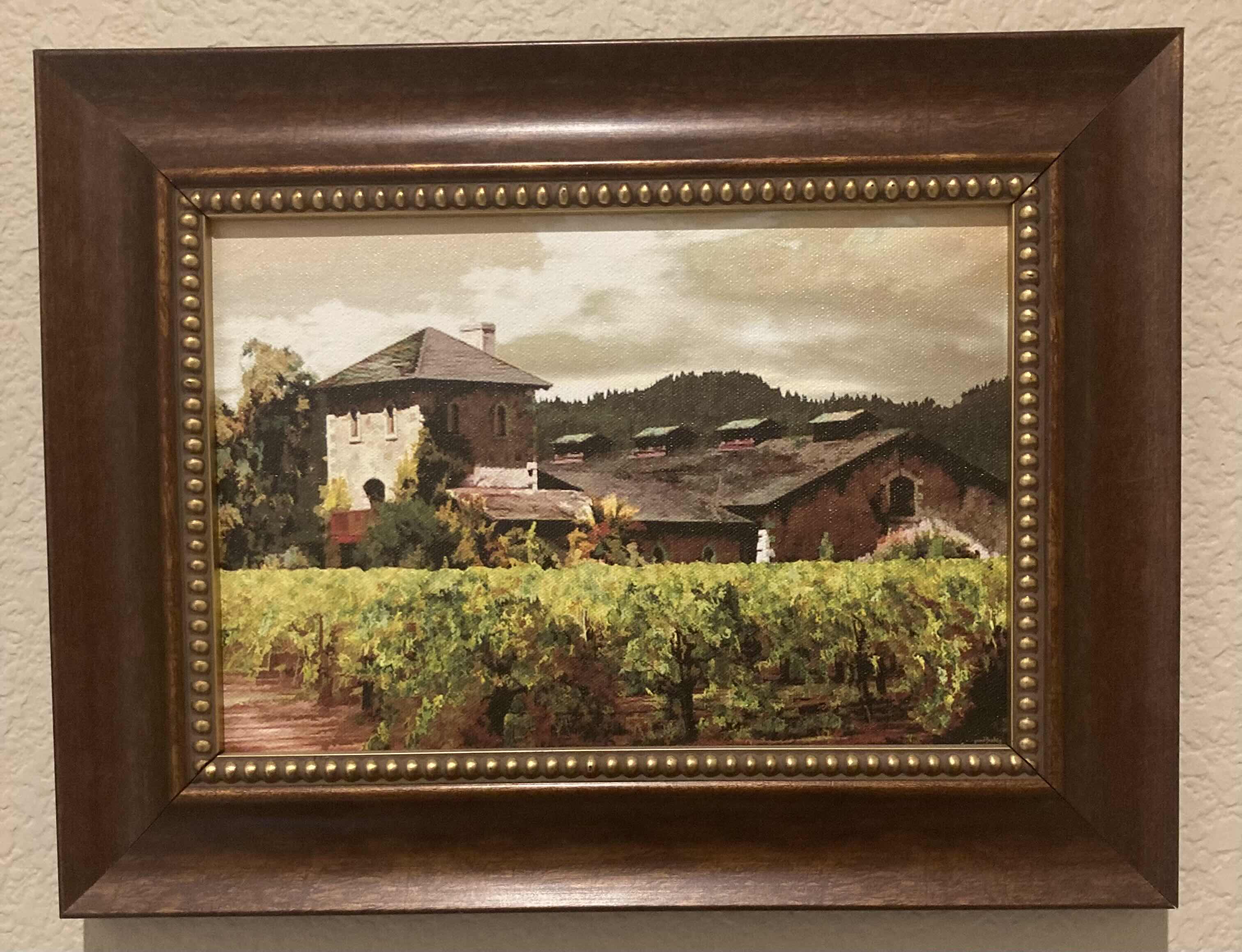 Photo 1 of VINEYARD SCENE OIL PAINTING FRAMED WALL ART 14.75” X 11.25”