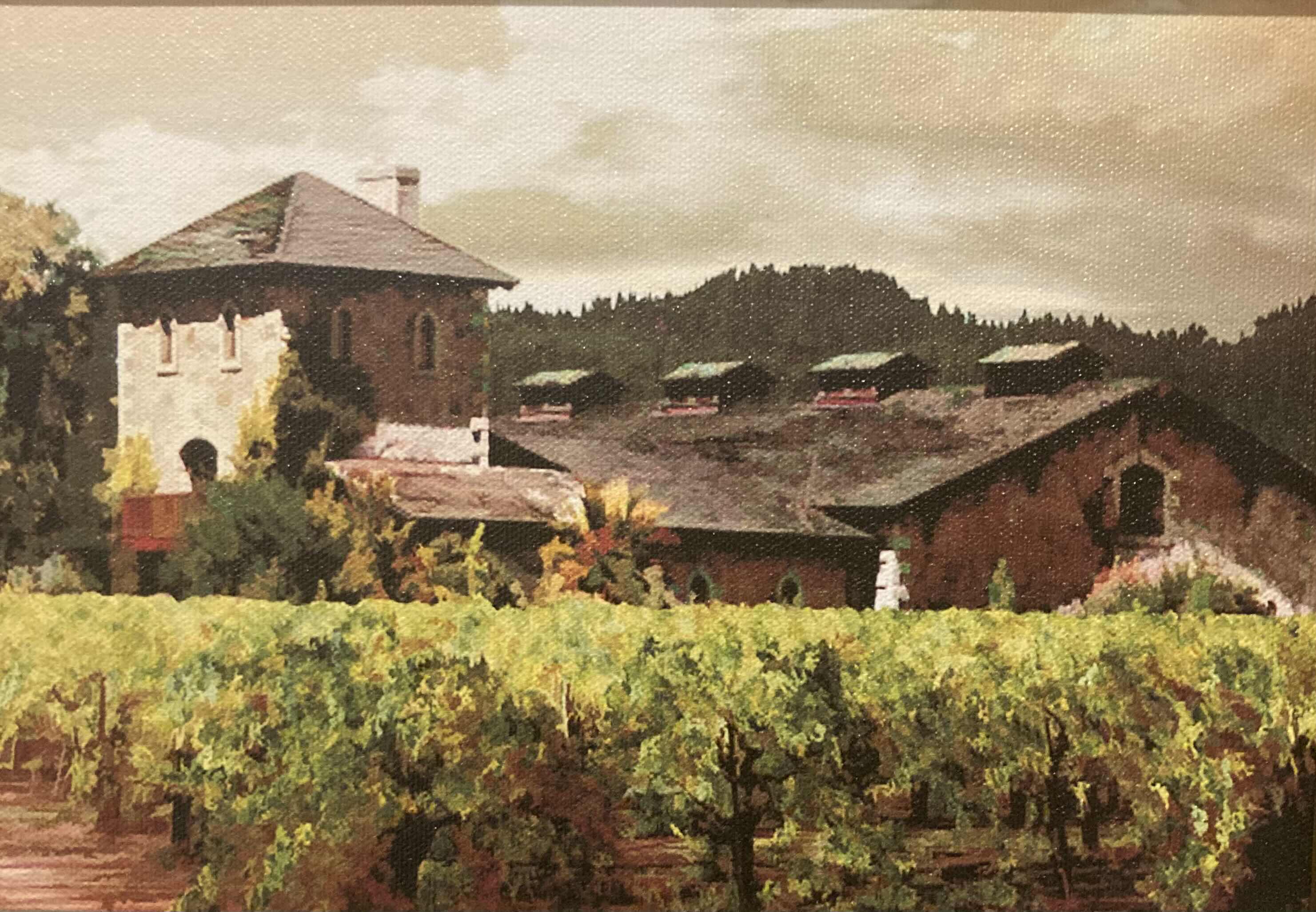 Photo 2 of VINEYARD SCENE OIL PAINTING FRAMED WALL ART 14.75” X 11.25”