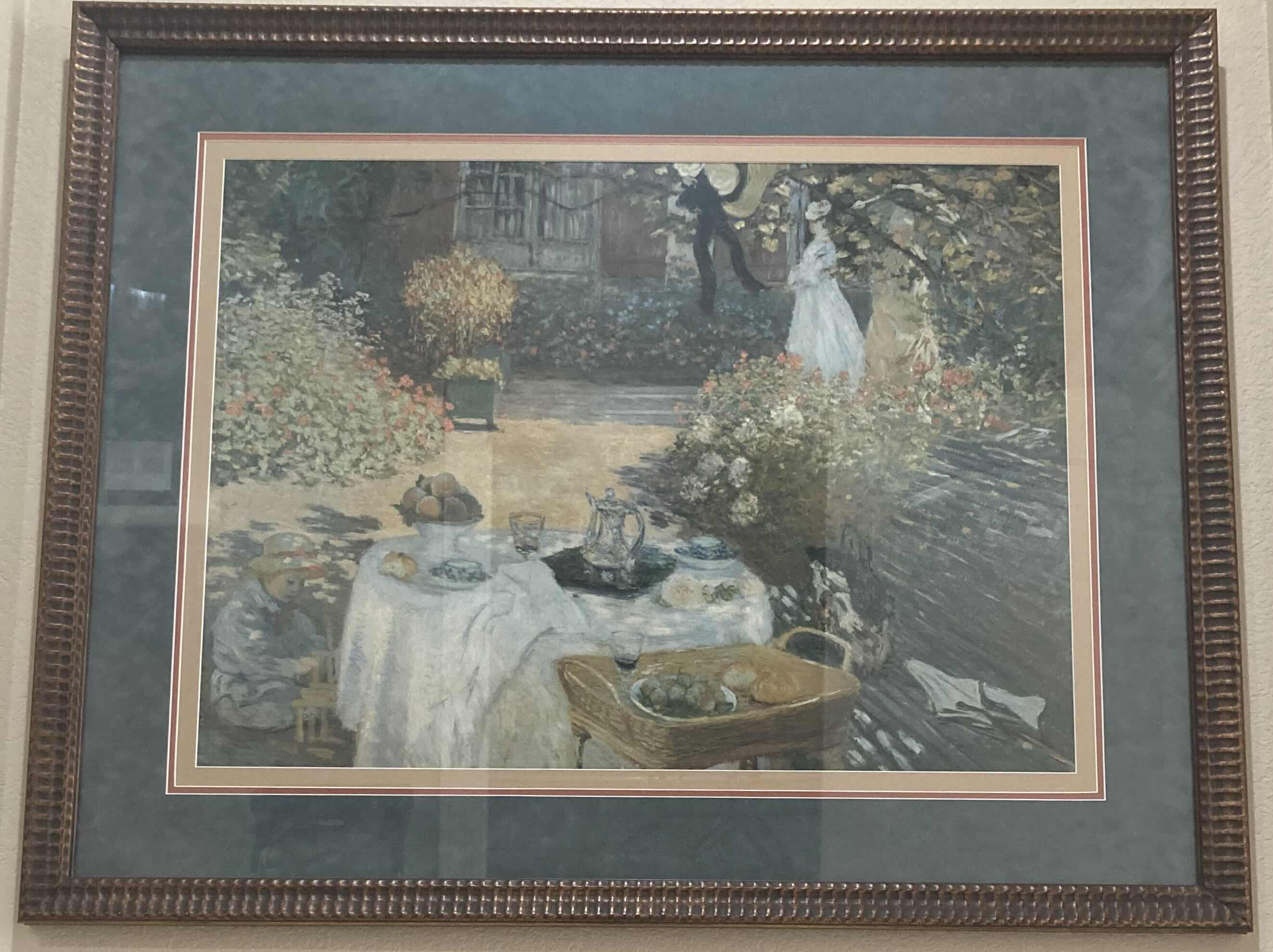 Photo 1 of “THE LUNCH” PAINTING REPRINT BY CLAUDE MONET FRAMED WALL ART 42.25 X 33.5”