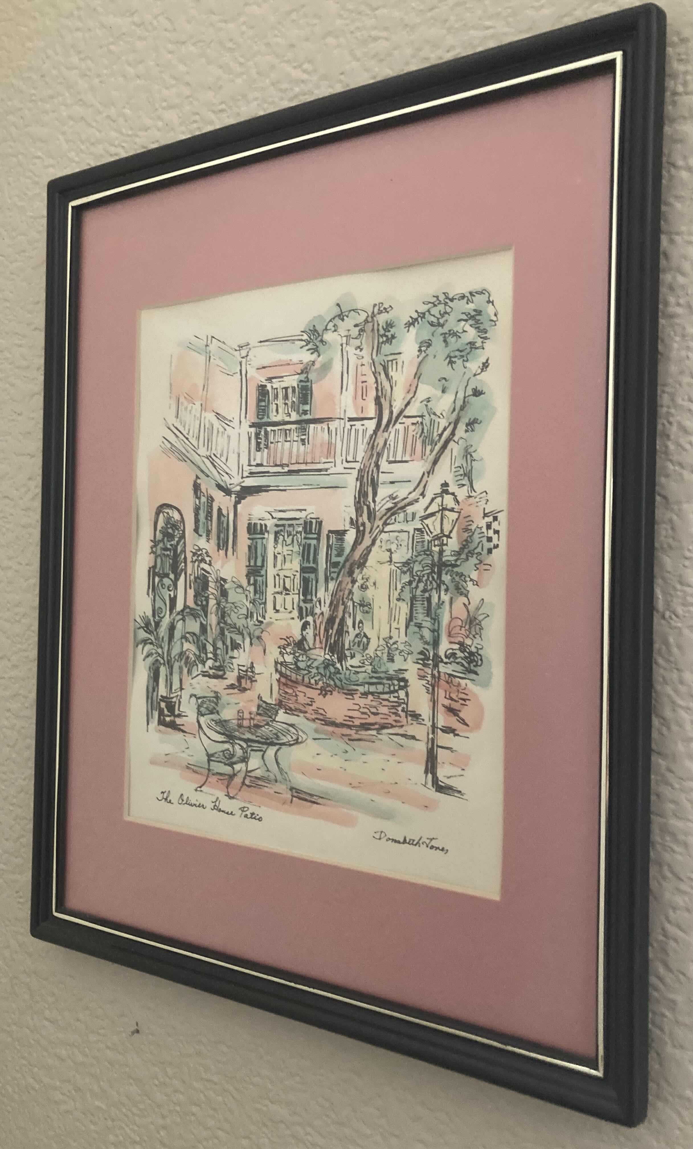 Photo 1 of “THE OLIVER HOUSE PATIO” ORIGINAL WATERCOLOR SKETCH PAINTING SIGNED BY DONABETH JONES FRAMED WALL ART 12” X 15”