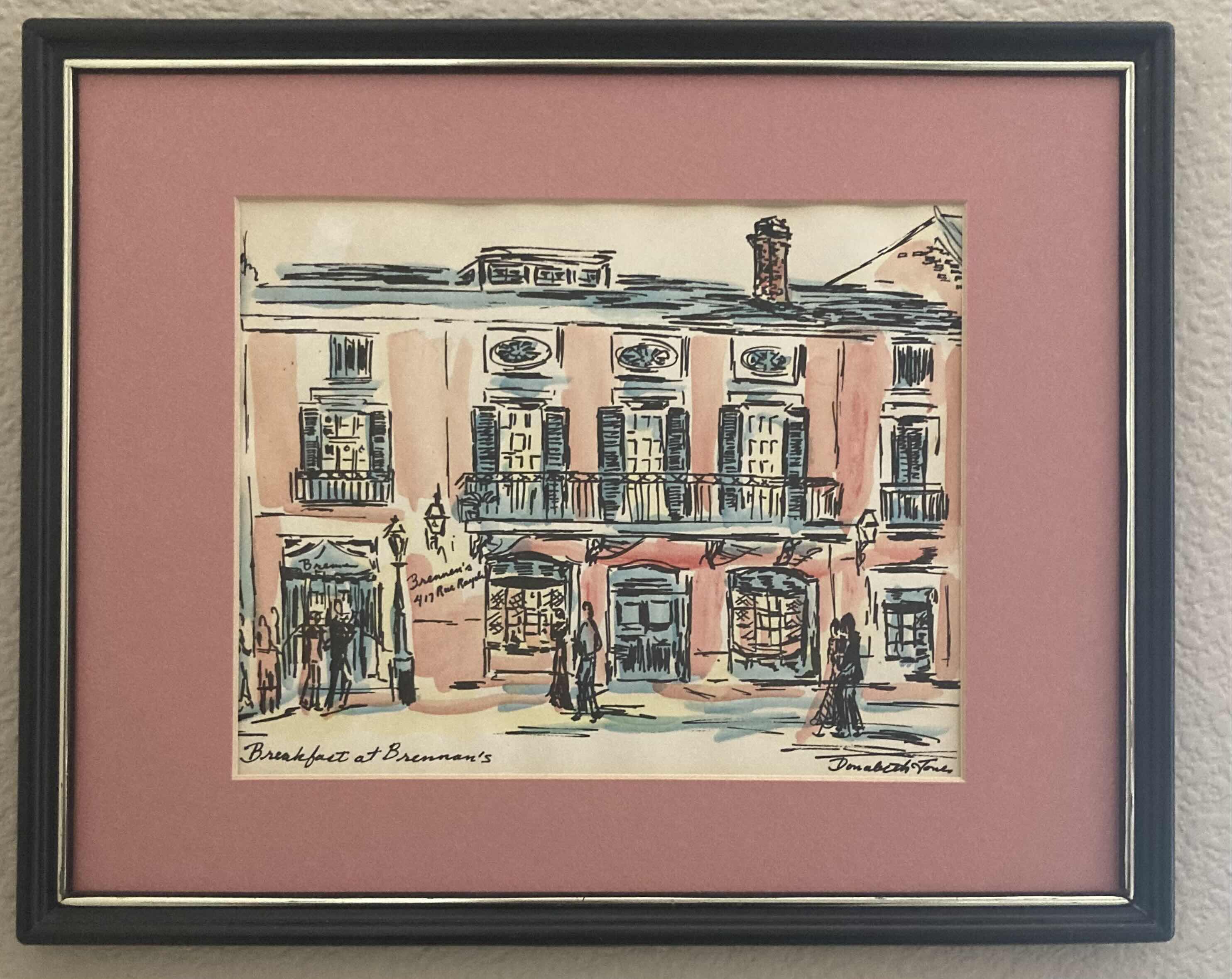 Photo 1 of “BREAKFAST AT BRENNON’S” ORIGINAL WATERCOLOR SKETCH PAINTING SIGNED BY DONABETH JONES FRAMED WALL ART 15” X 12”