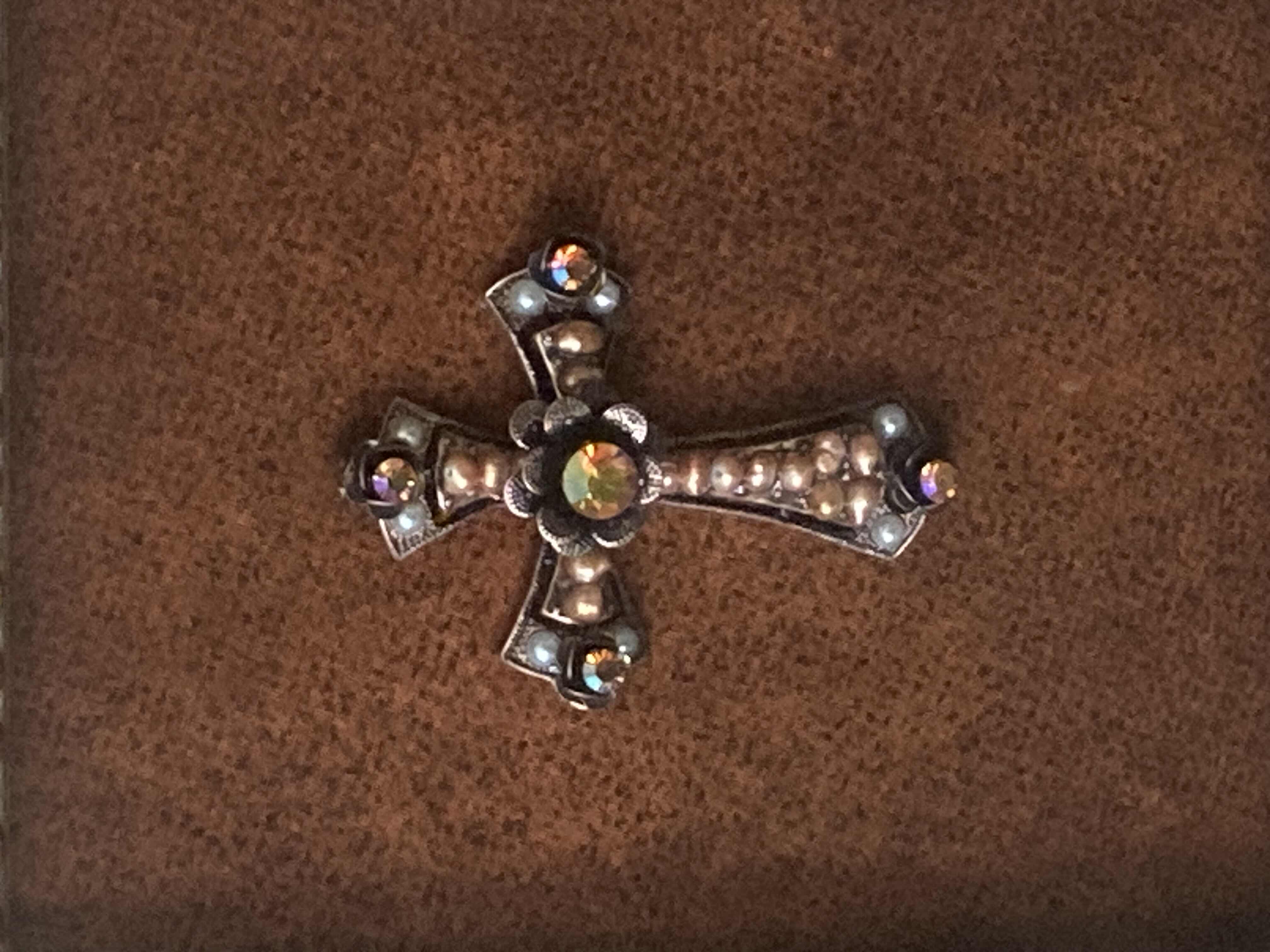 Photo 2 of LUXURIA JEWELED CROSS W TORTOISE FINISH FRAME WALL ART 16.5” X 17.5”