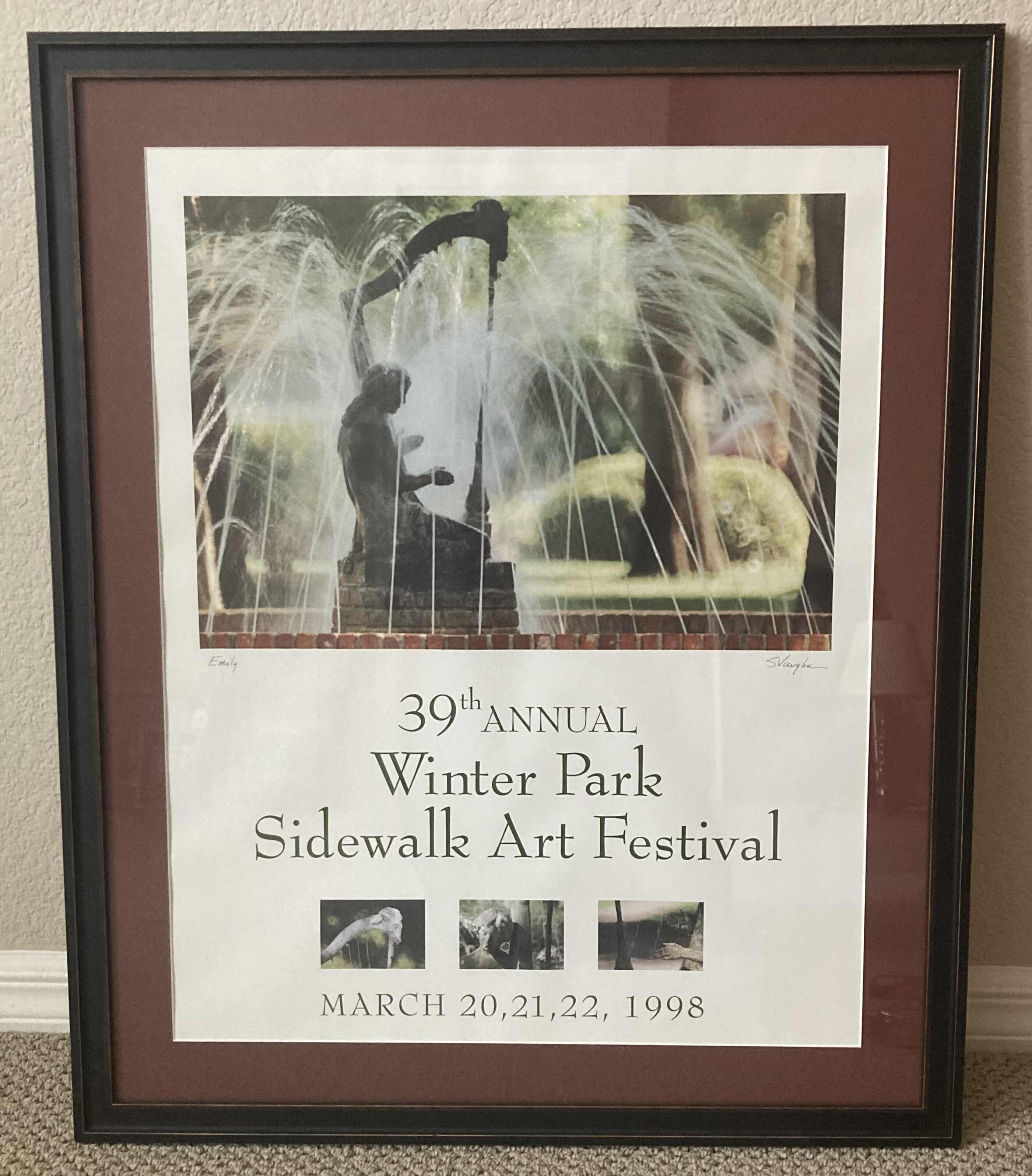 Photo 1 of WINTER PARK SIDEWALK ART FESTIVAL 1998 REPRINT POSTER SIGNED BY EMILY S.VAUGHN 26” X 31”