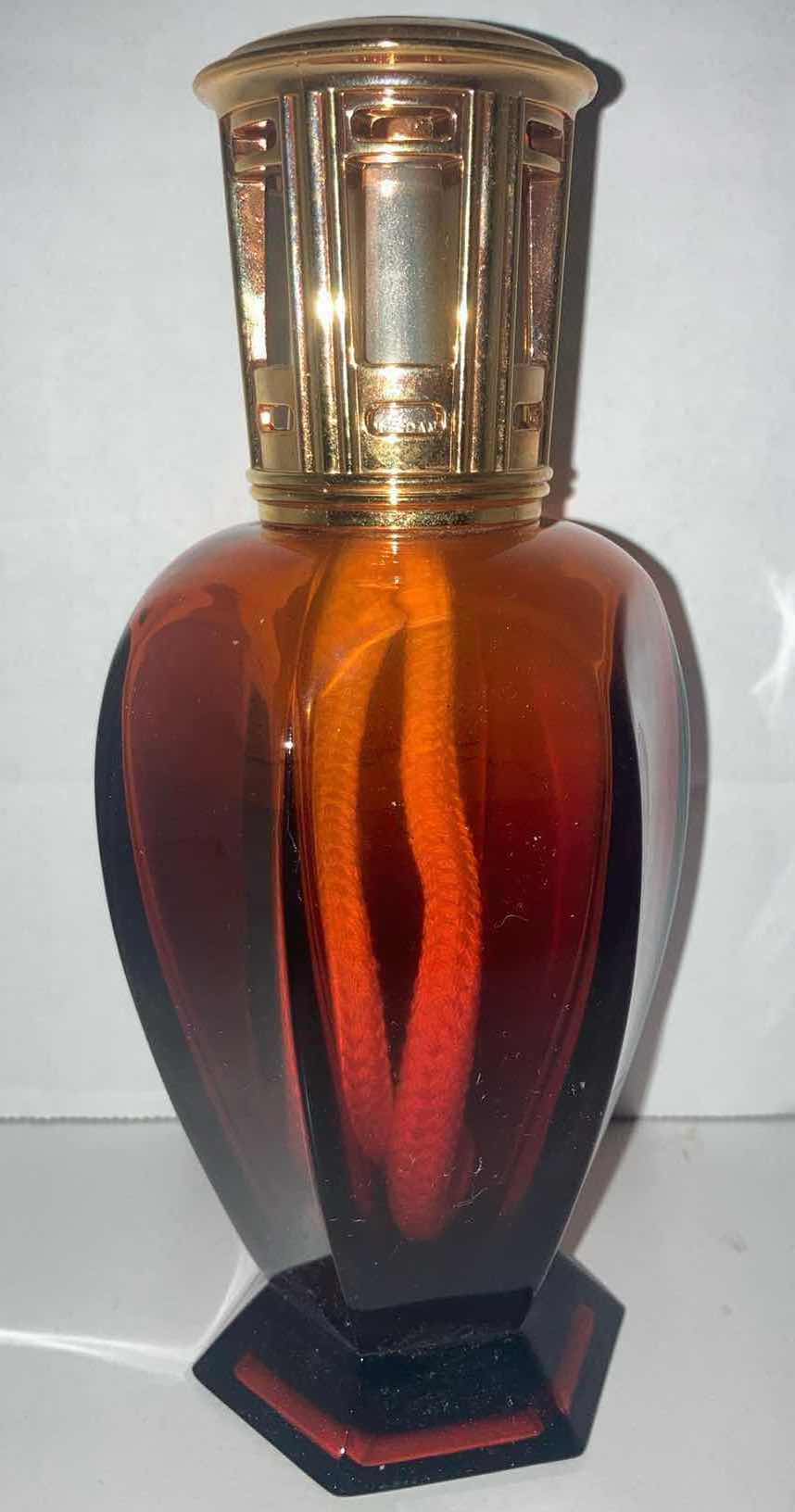 Photo 1 of LAMPE BERGER ATHENA AMBER GLASS FRAGRANCE OIL BURNER LAMP H7.5”