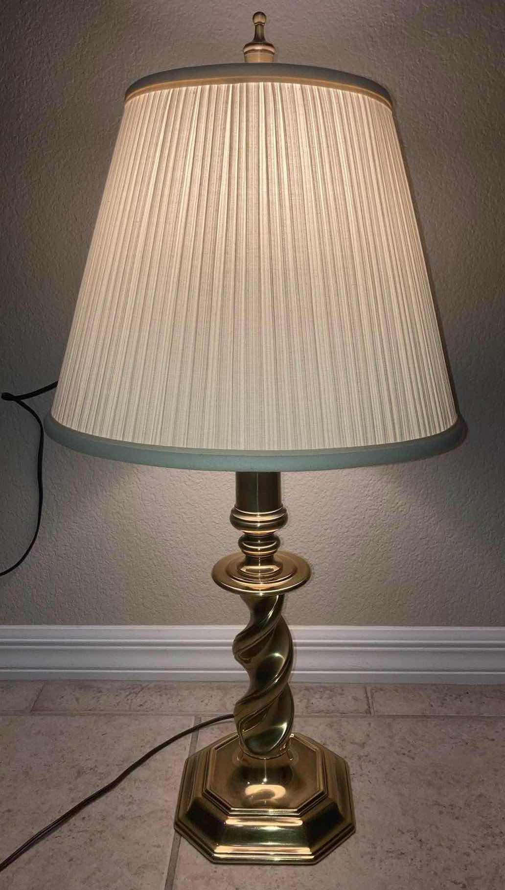 Photo 1 of STIFFEL BRASS BARLEY TWIST TABLE LAMP 13.5” X 13.5” H27”