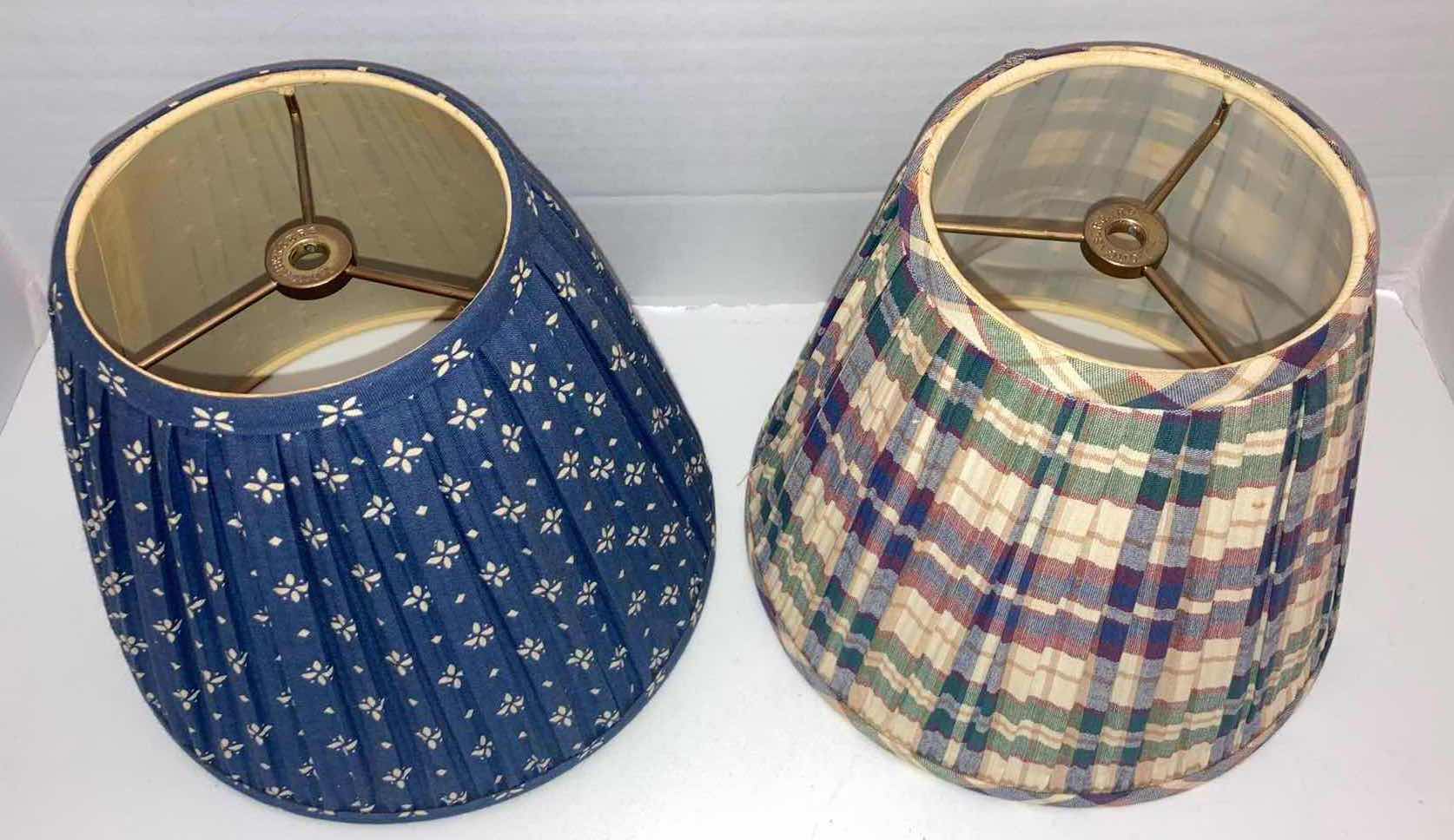 Photo 2 of LONGABERGER BLUE & PLAID FABRIC LAMP SHADES 9.5” X 9.5” H7.5”